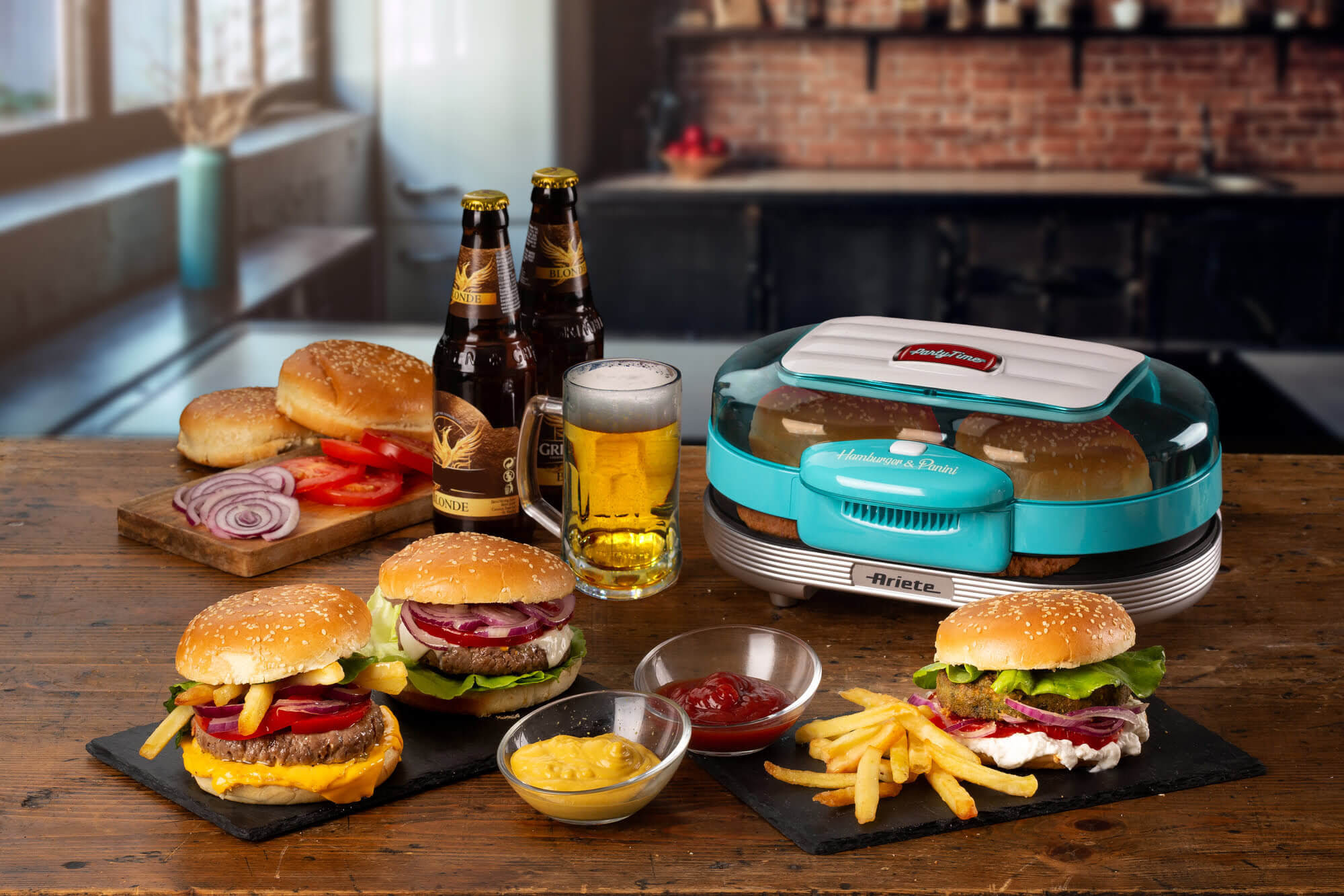 Ariete Hamburger Maker Party Time Celeste Piastra Elettrica 1200W - immagine 4