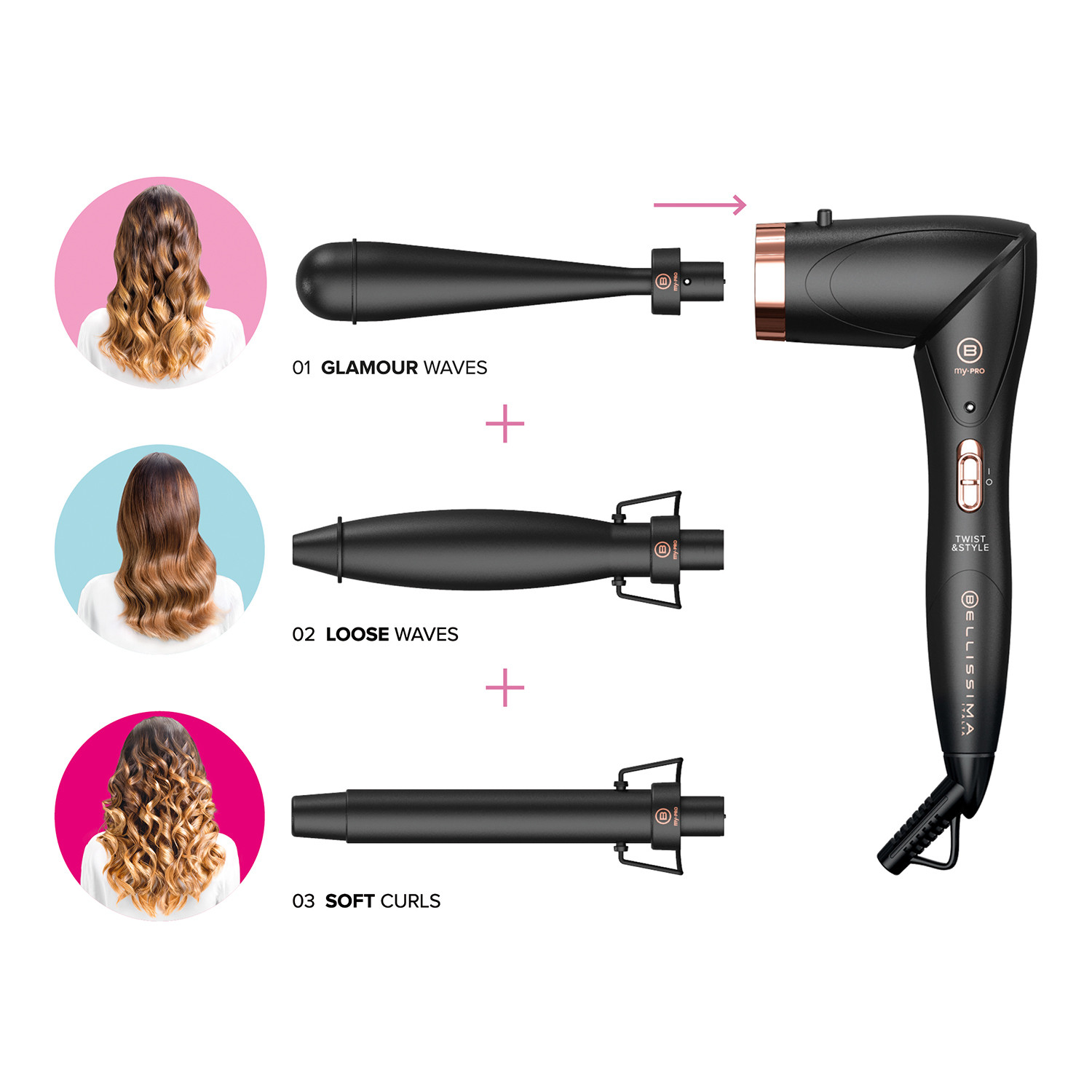 Imetec Bellissima Kit Twist and Style 3in1 Arricciacapelli ad Aria - immagine 2