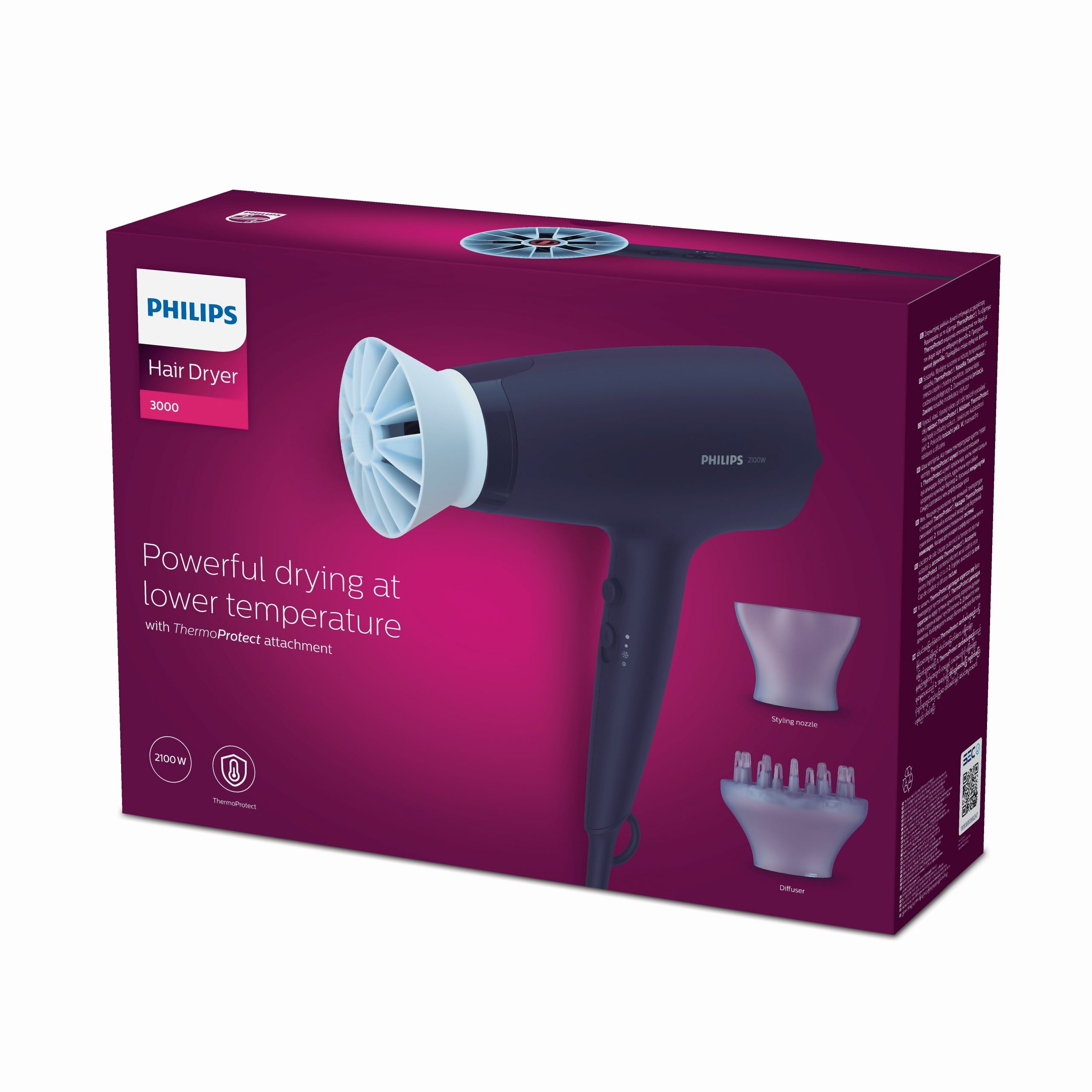 Philips BHD360 Asciugacapelli 2100W con Diffusore e Accessorio ThermoProtect - immagine 6