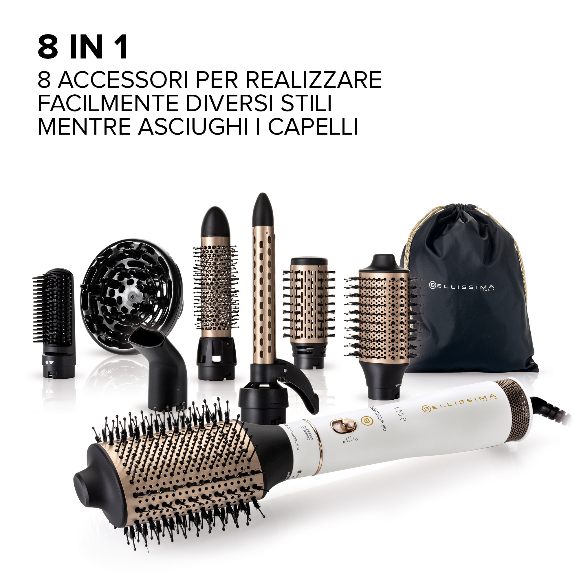 Imetec Bellissima Air Wonder 8in1 Spazzola per Capelli ad Aria con Accessori - immagine 2