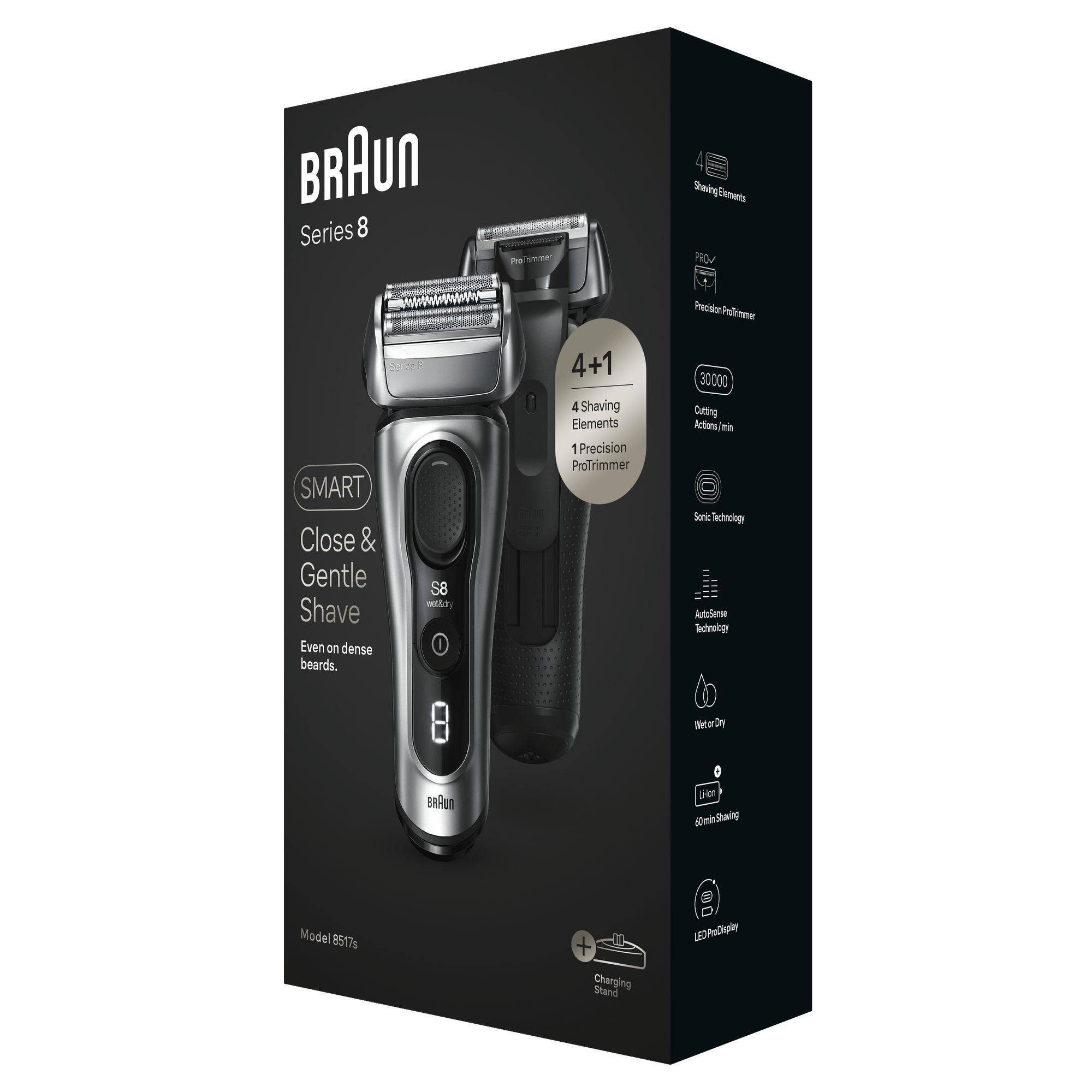 Braun Serie 8 8517S Rasoio Ricaricabile Wet Dry con Base di Ricarica - immagine 6