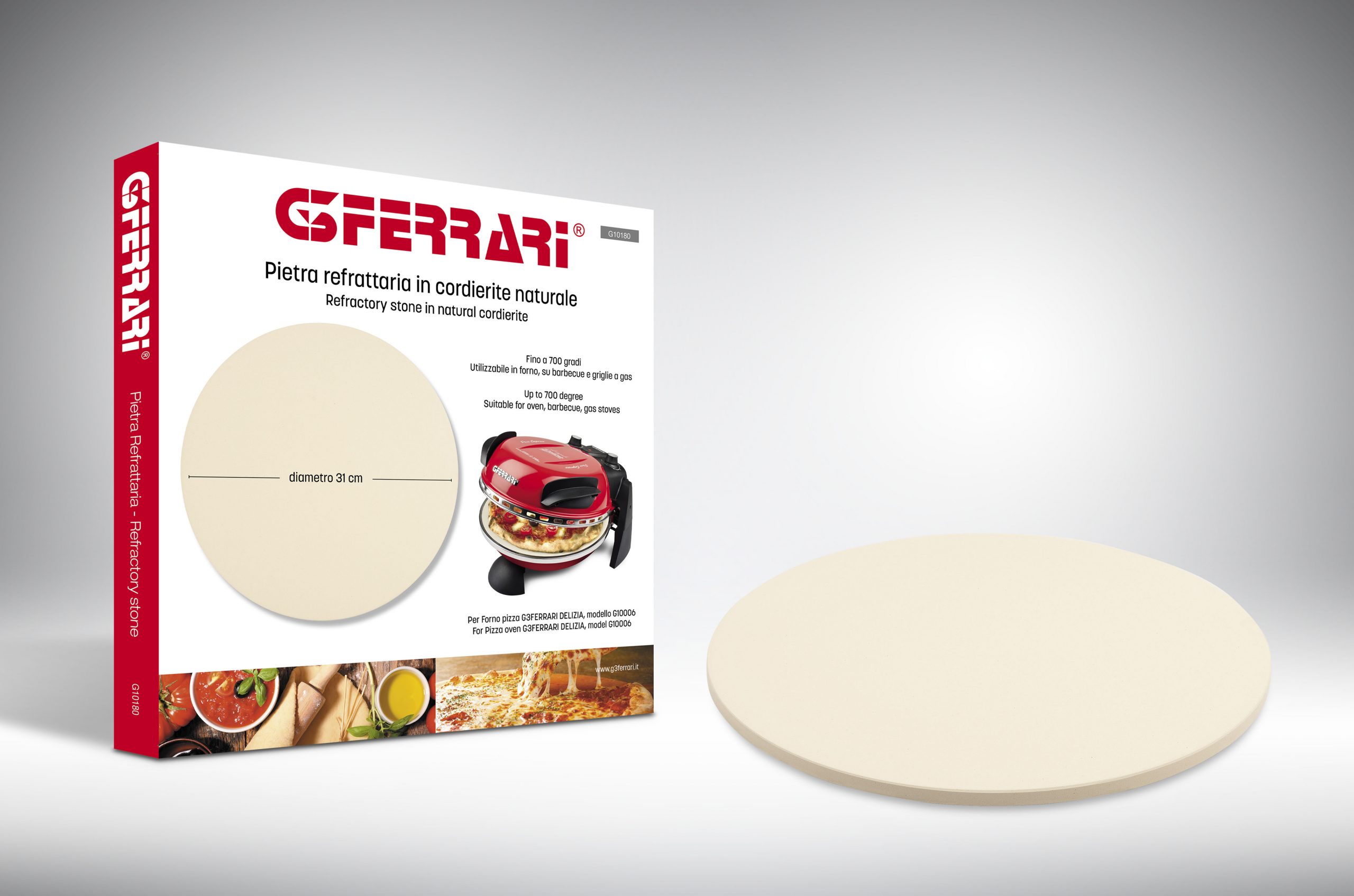G3 Ferrari Pietra Refrattaria in Cordierite Naturale per Forno Pizza Delizia - immagine 3