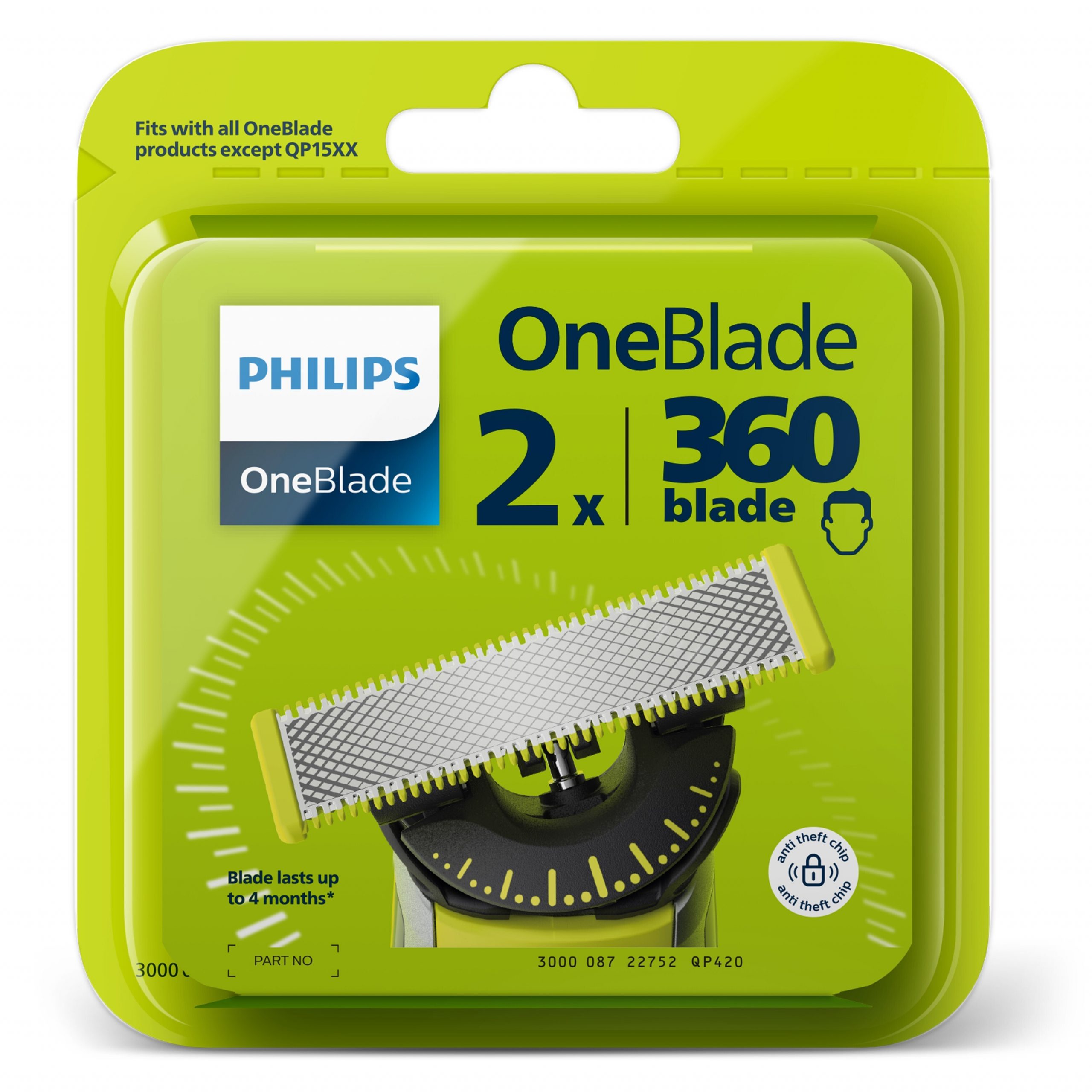 Philips QP420 Testina Ricambio One Blade 360 Confezione da 2 Pezzi - immagine 3