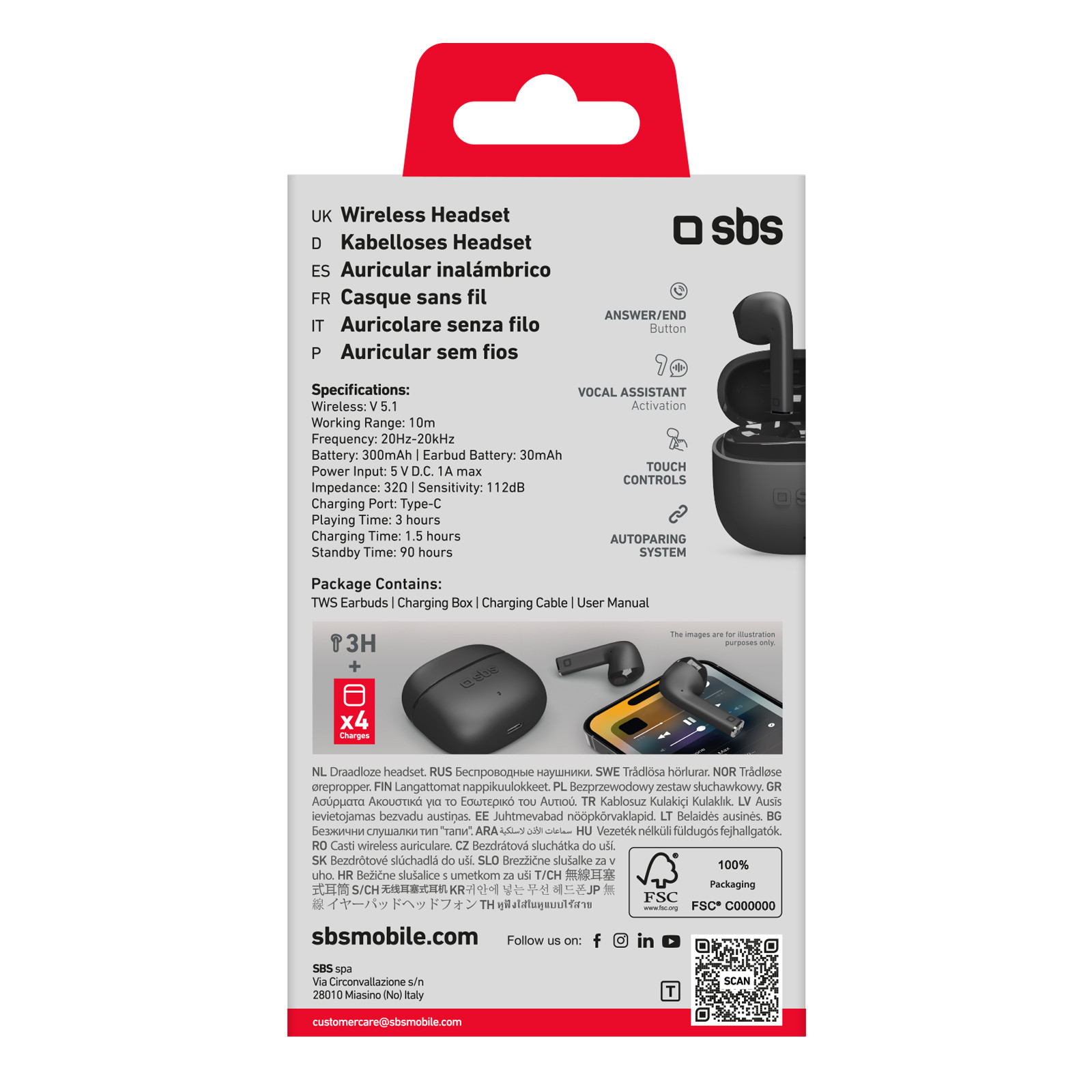 SBS TWS One Color Nero Auricolare Wireless - immagine 5