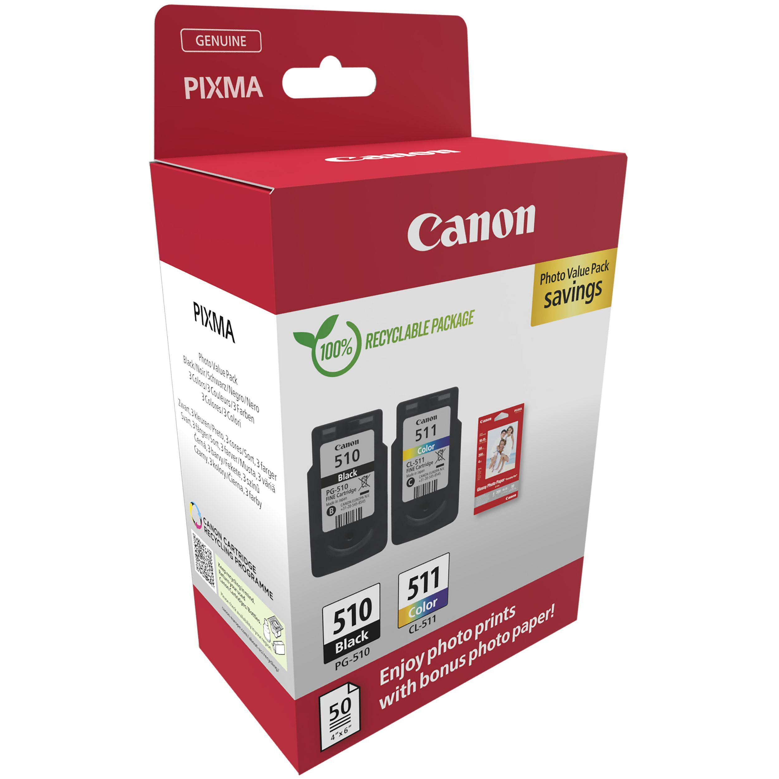 Canon PG-510 - CL-511 Multipack 2 Cartucce Ink Jet con Carta Fotografica - immagine 2