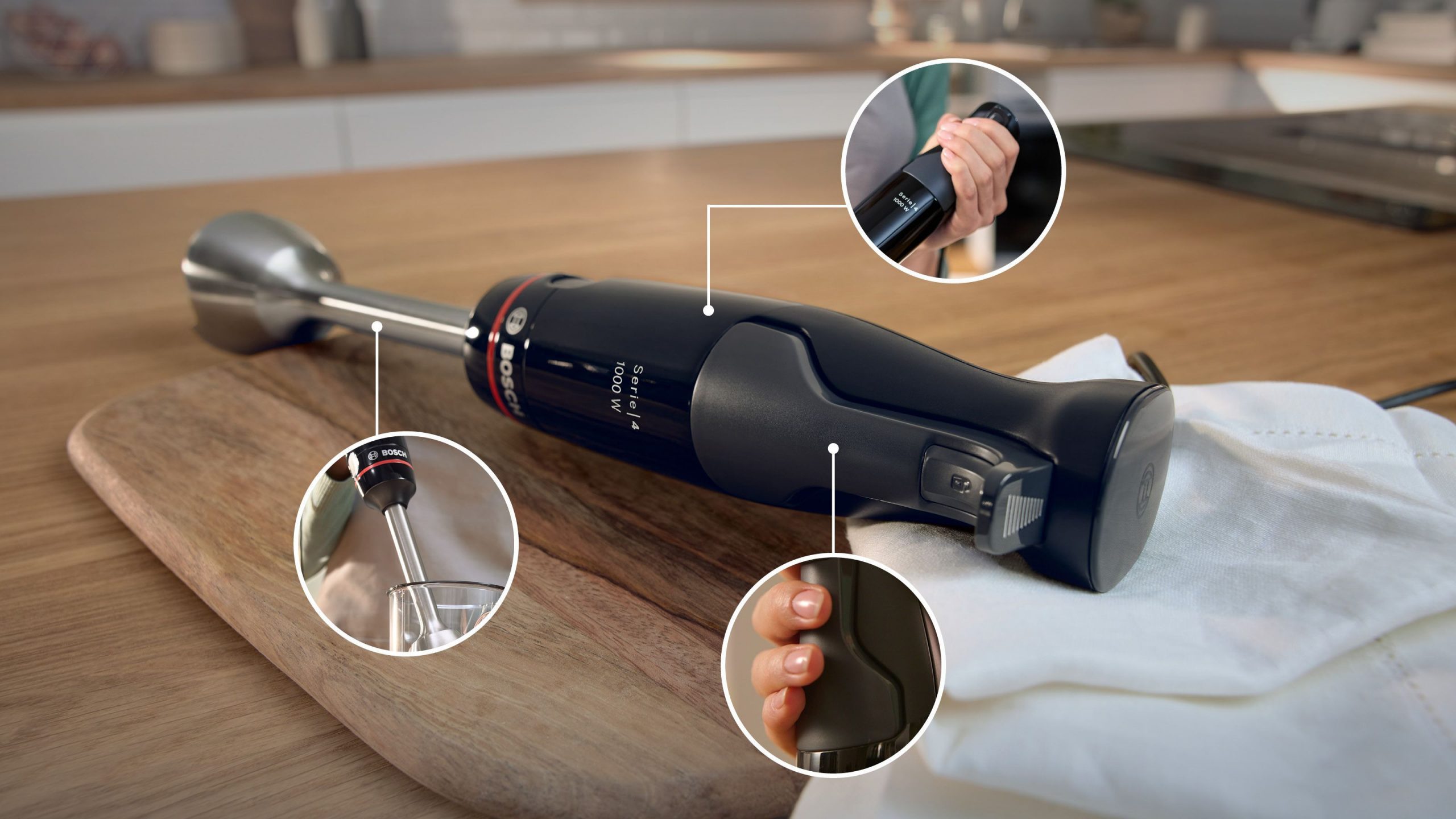 Bosch MSM4B610 Frullatore A Immersione 1000W 1LT 4Blade Inox Nero - immagine 2