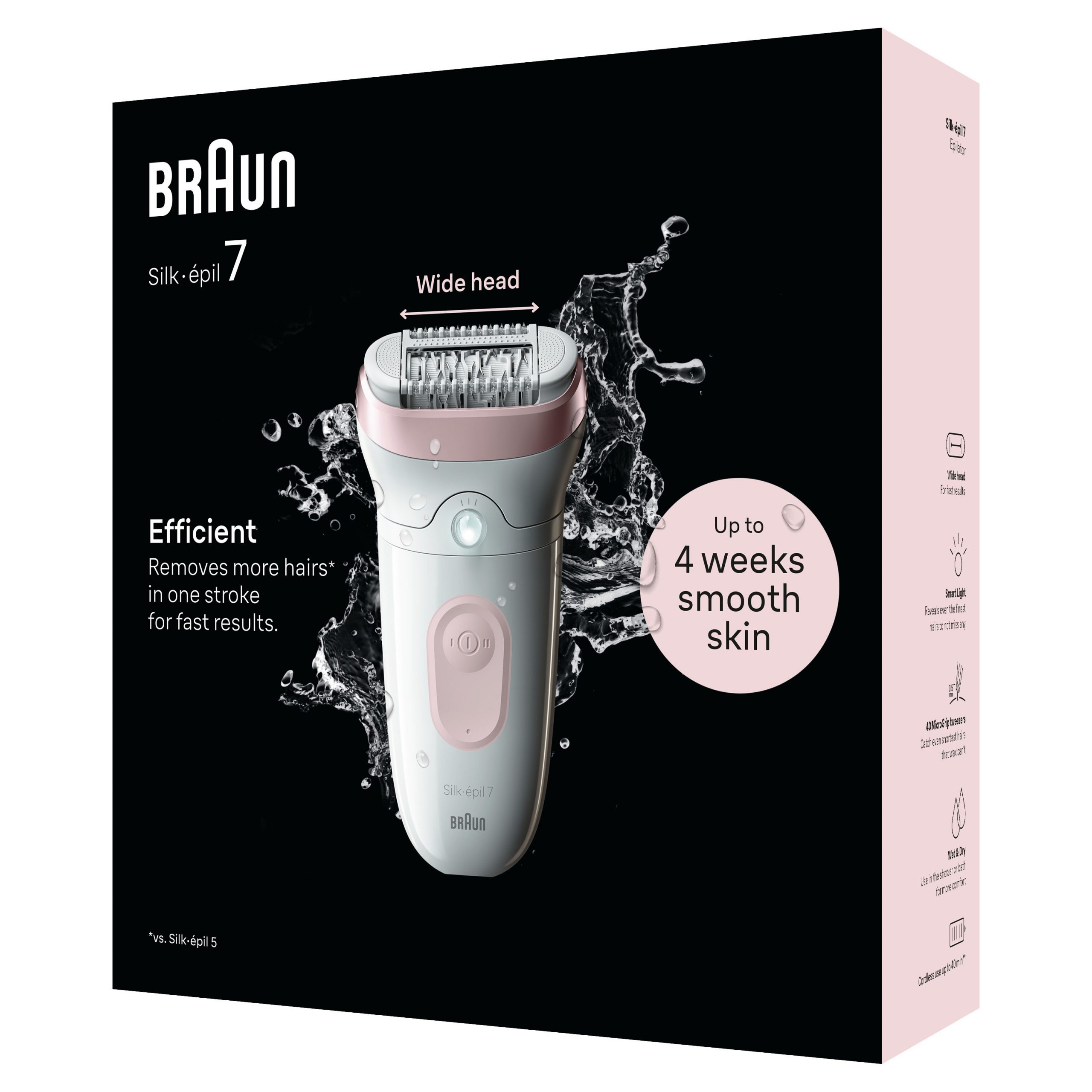 Braun SE7000 Epilatore Wet Dry 40 Pinze Bianco-Rosa - immagine 5
