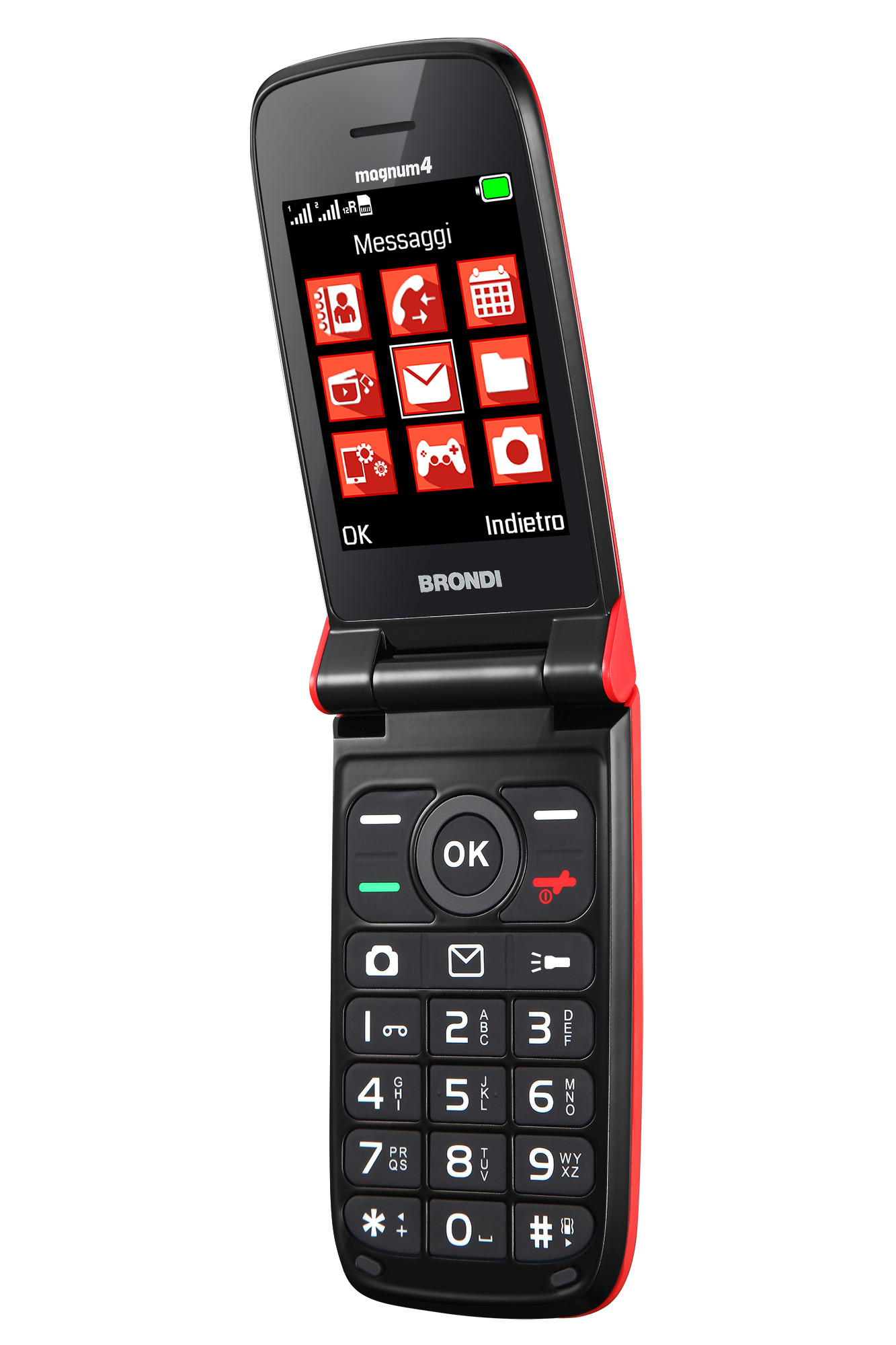 Brondi Magnum 4 Rosso Telefono Cellulare Flip con Tasti Dual Sim - immagine 2