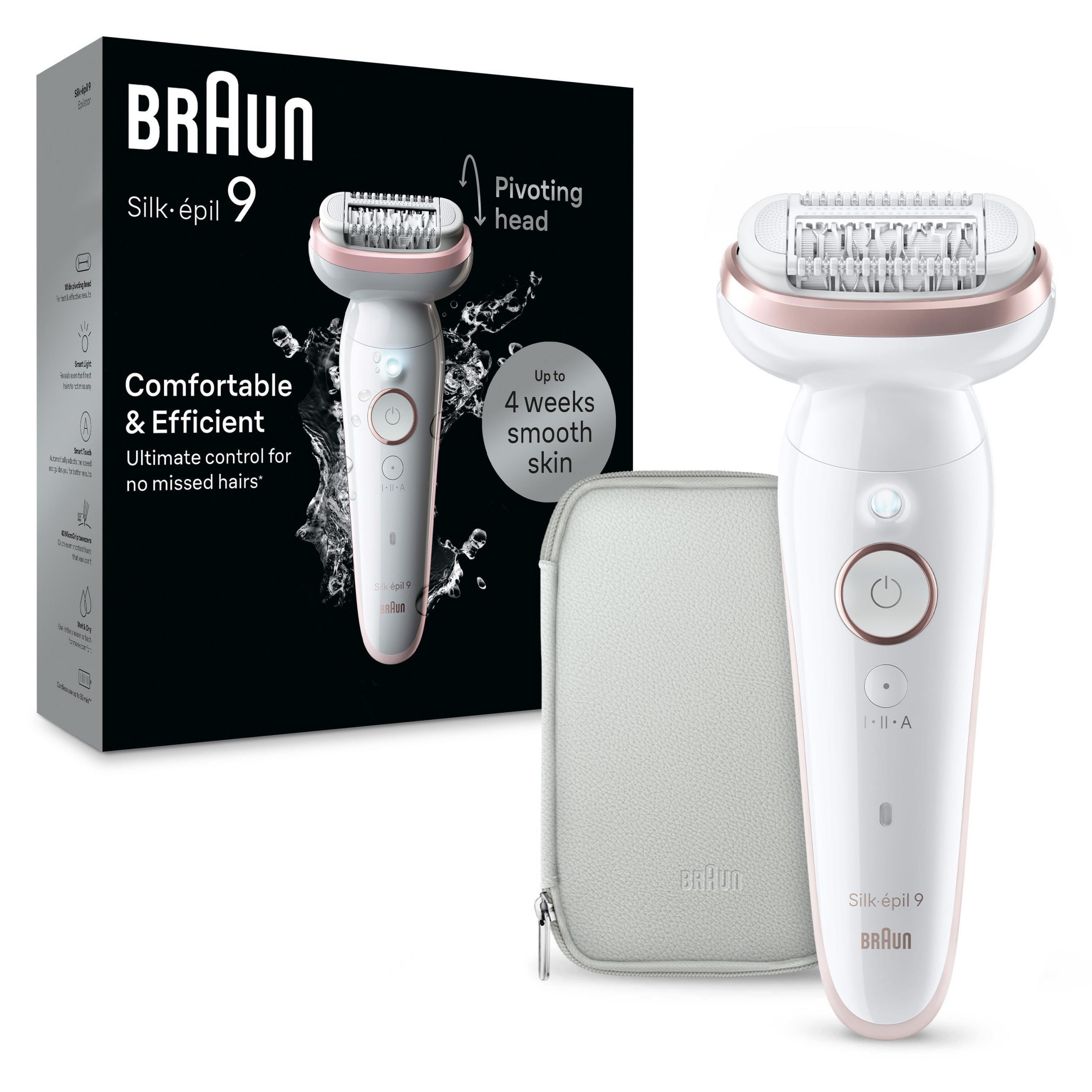 Braun Silk epil 9 SES9000 Bianco Epilatore Ricaricabile 2 Velocita con Custodia - immagine 2