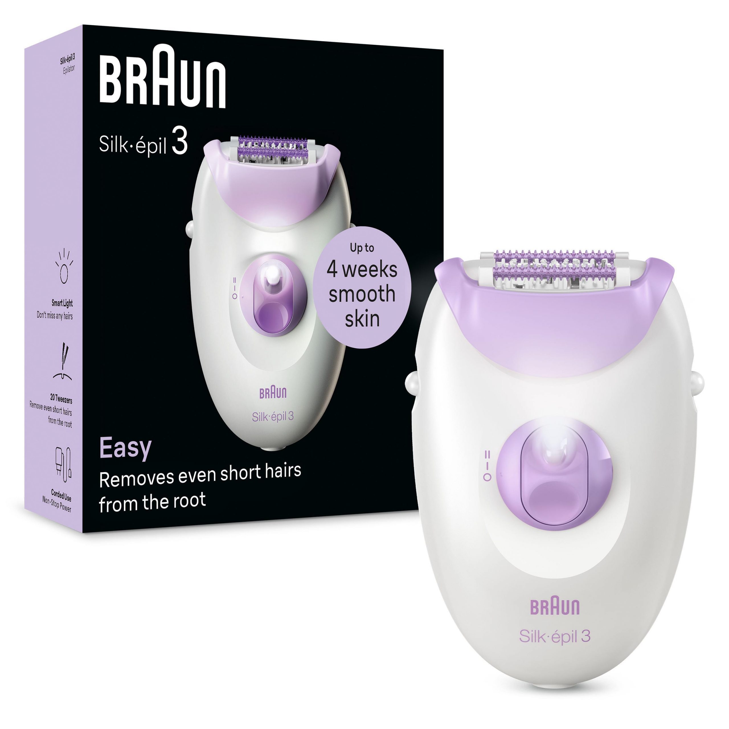 Braun Silk epil 3 SE3000 Bianco Viola Epilatore a Filo 2 Velocita - immagine 2