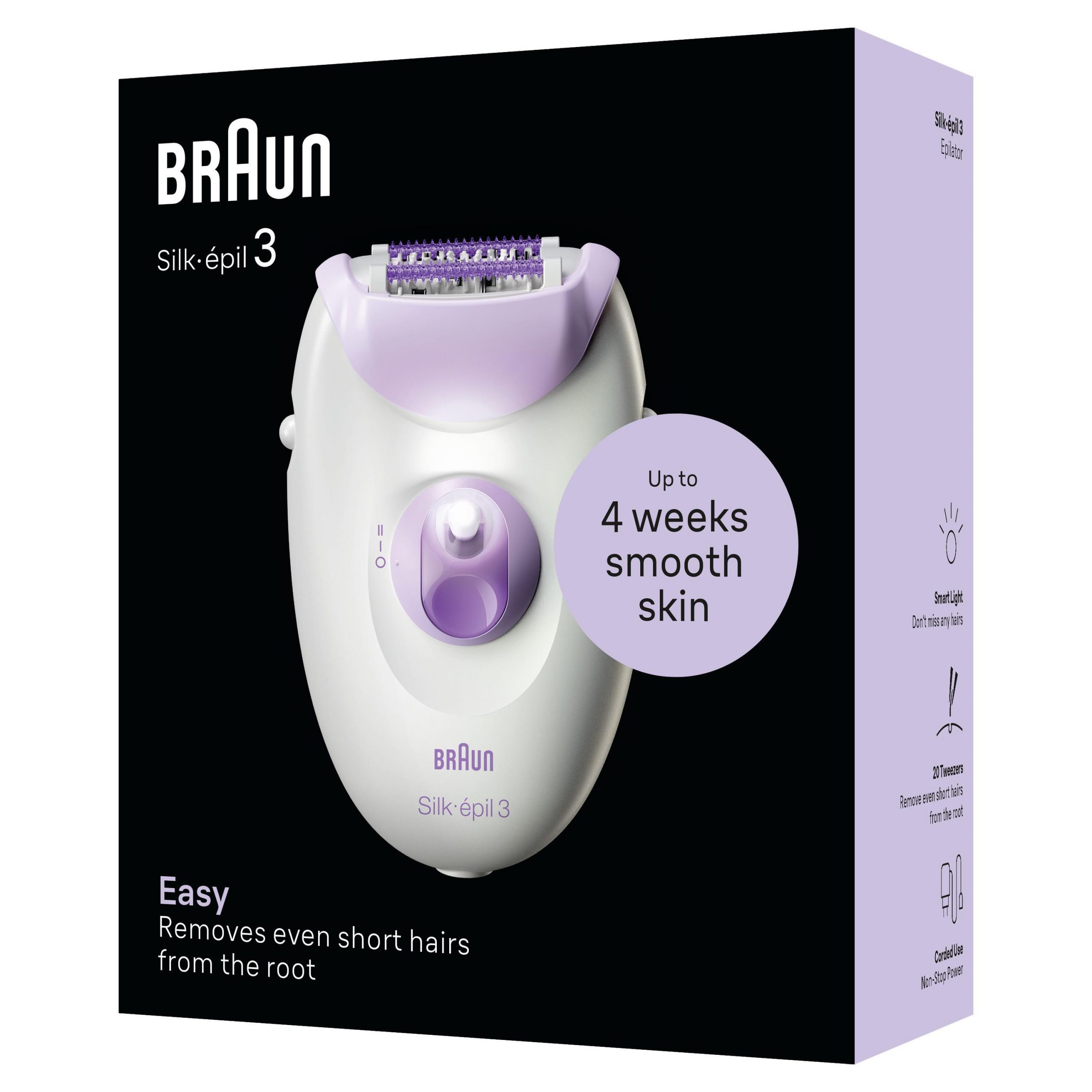 Braun Silk epil 3 SE3000 Bianco Viola Epilatore a Filo 2 Velocita - immagine 5