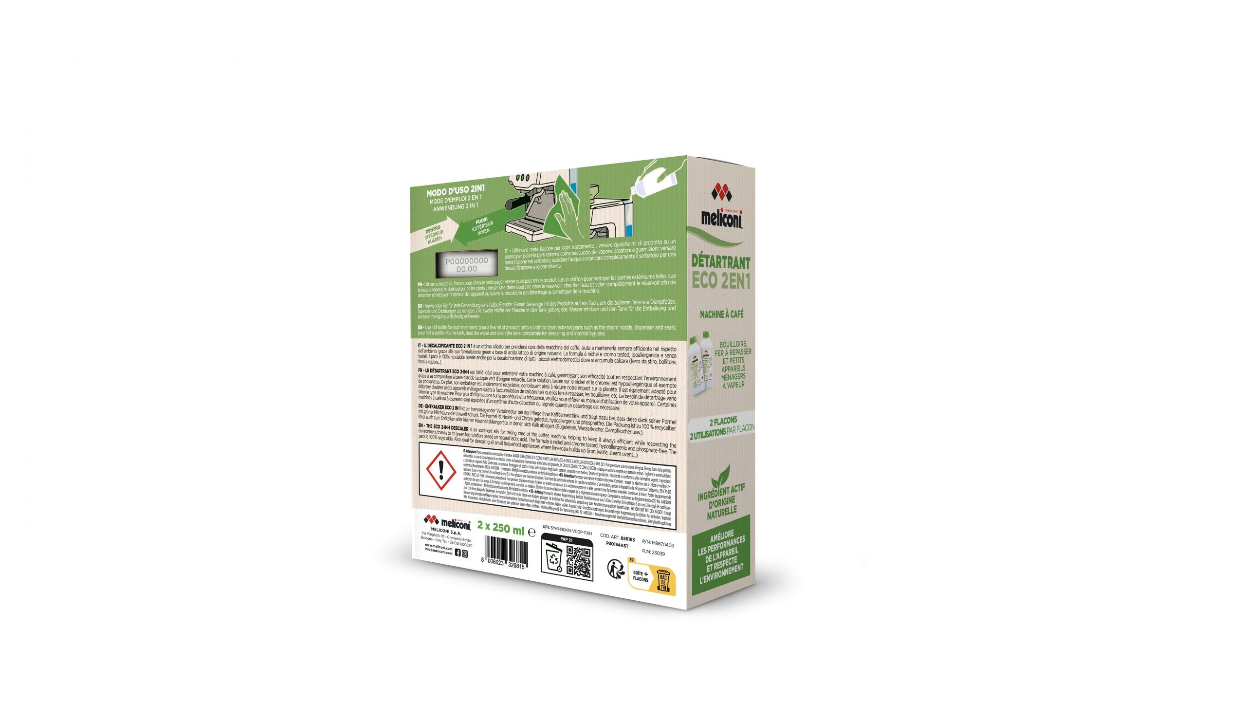 Meliconi Eco 2in1 Decalcificante Macchina da Caffe 2 Confezioni da 250ML - immagine 3