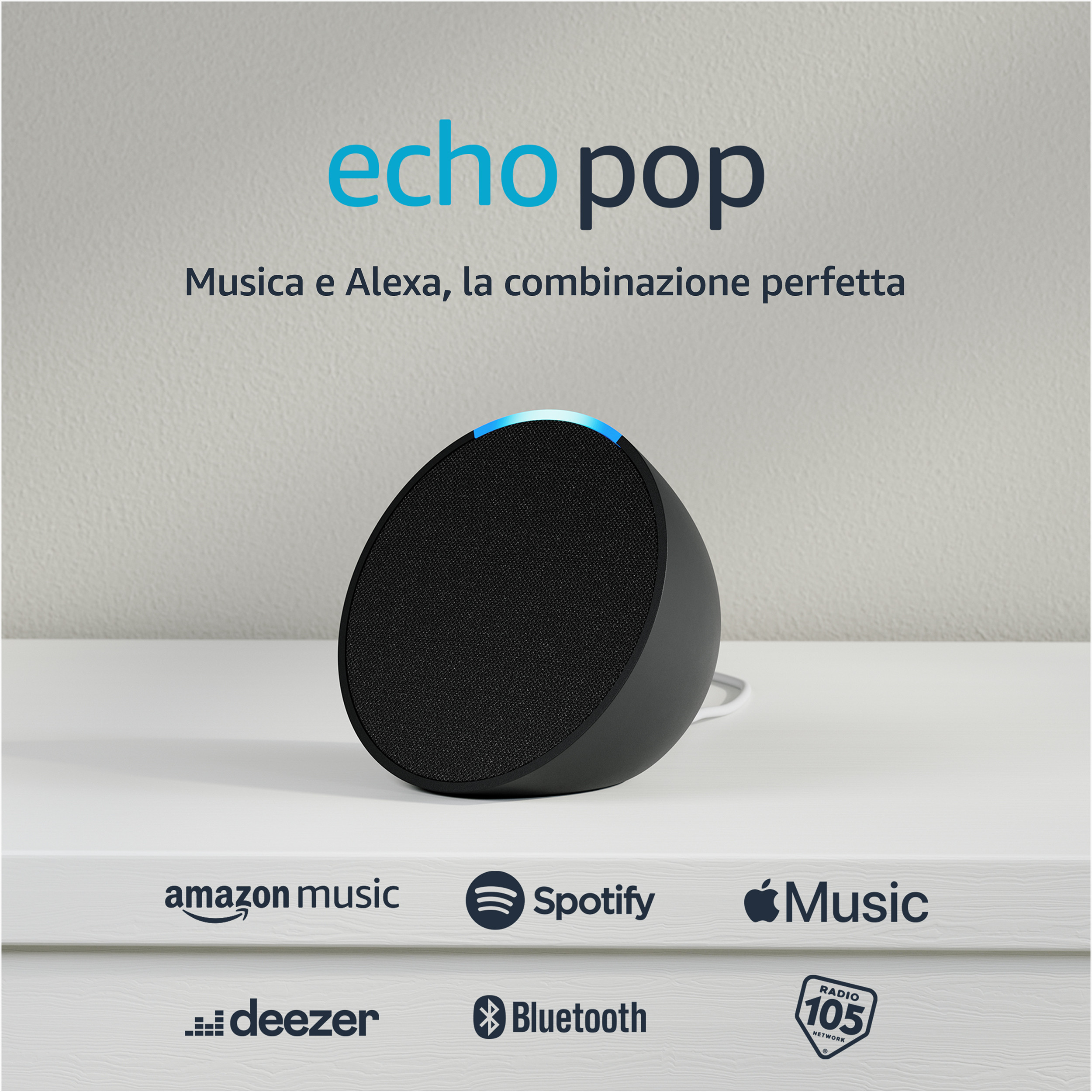 Echo Pop Black Altoparlante Smart con Alexa Wi-Fi Bluetooth - immagine 2