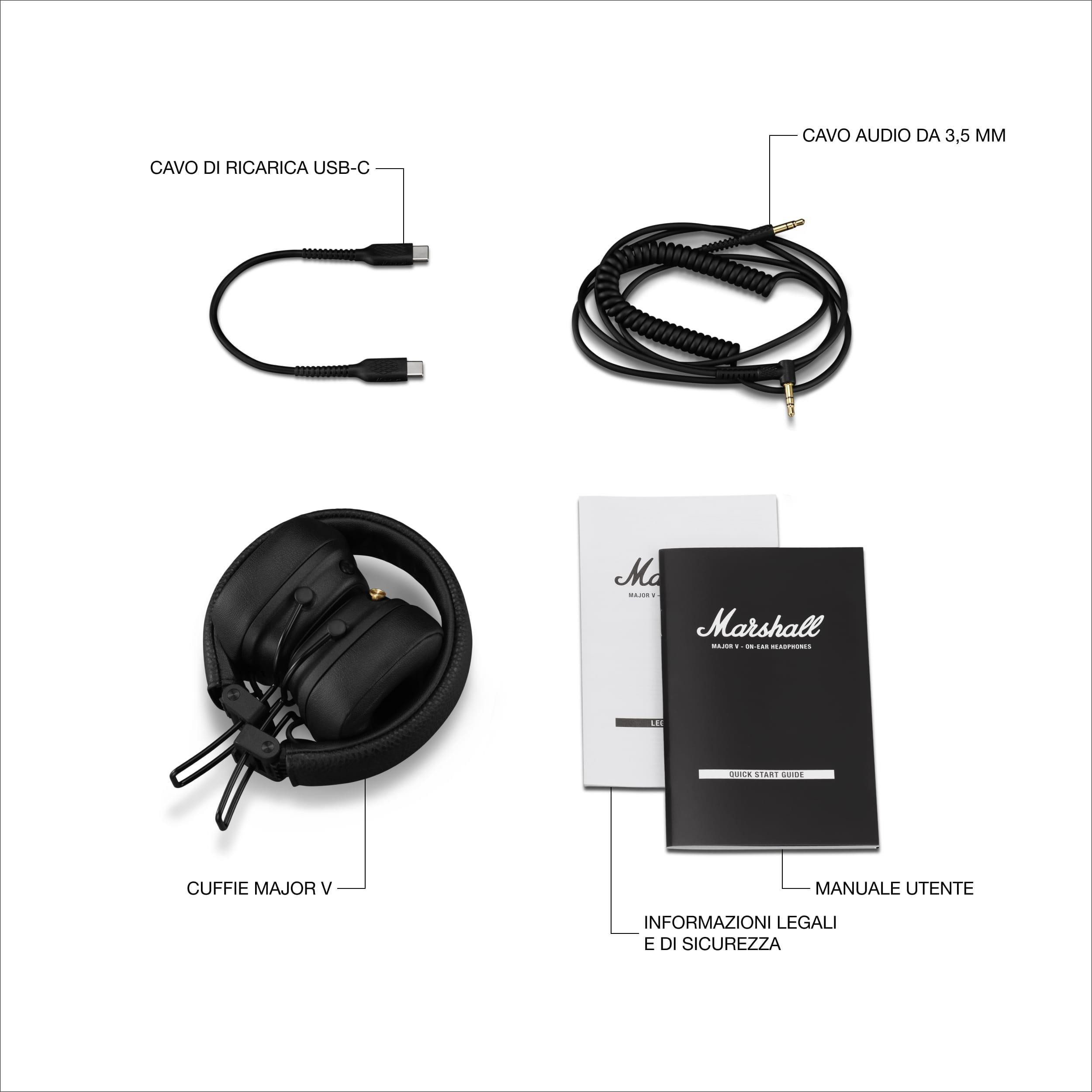 Marshall Major V Black Cuffie Wireless Bluetooth - immagine 6