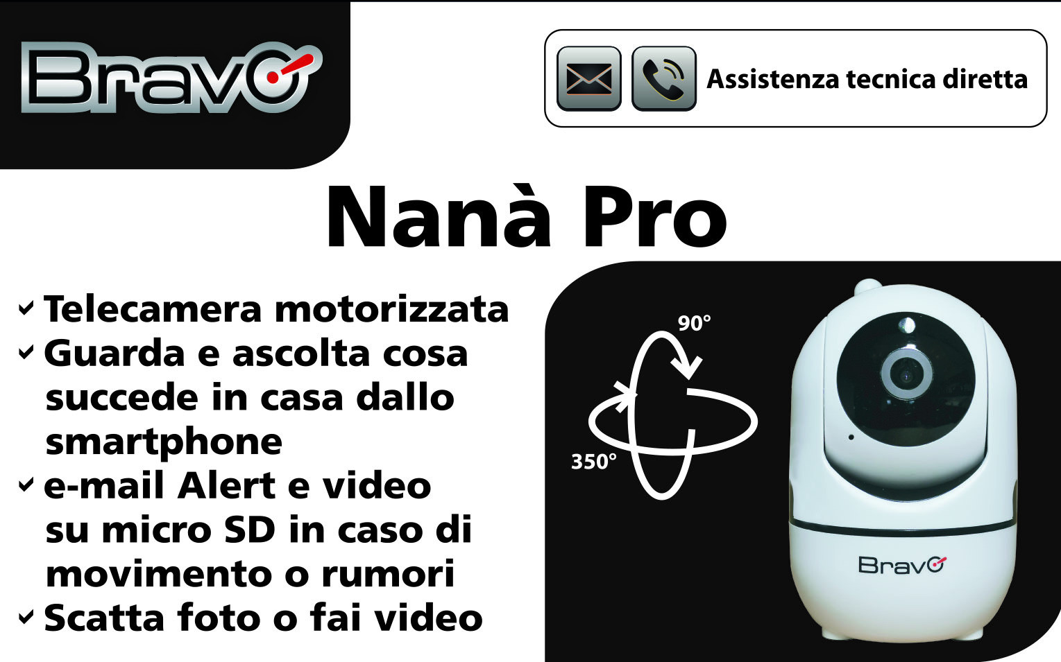 Bravo Nana Pro Videocamera IP Motorizzata da Interno Wi-Fi 1080p - immagine 3