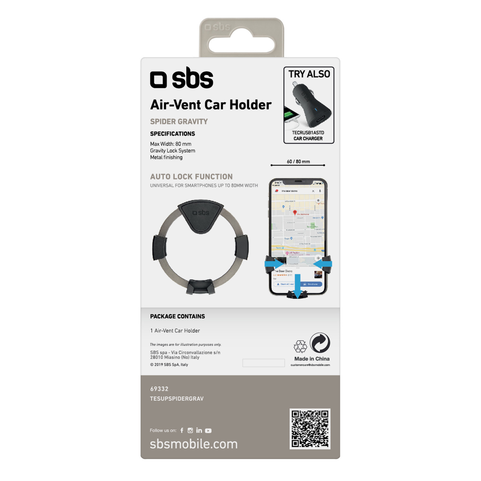 SBS TESUPSPIDERGRAV Supporto Auto per Bocchetta - immagine 5