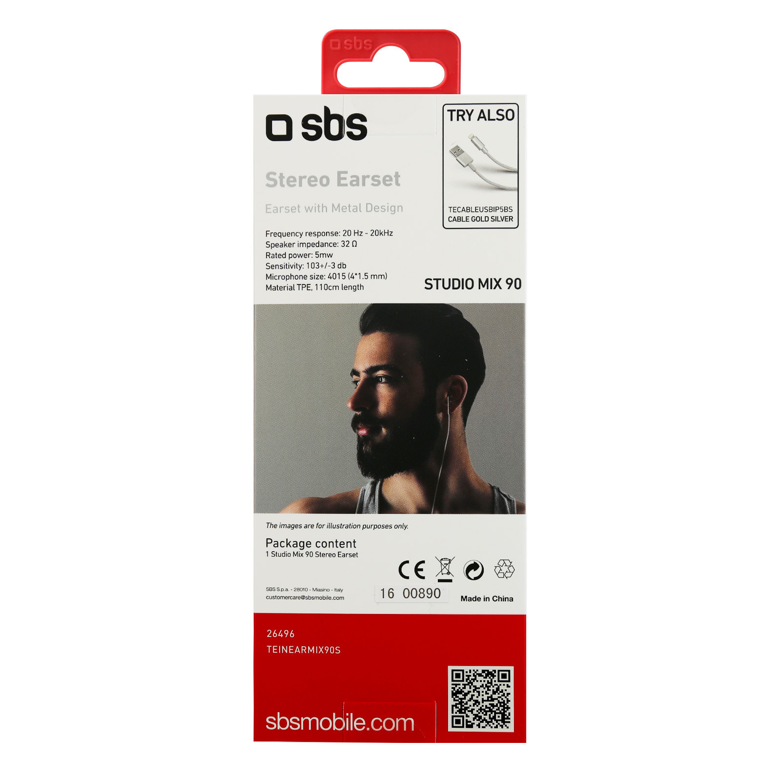 SBS TEINEARMIX90S Auricolare Bianco Silver - immagine 4