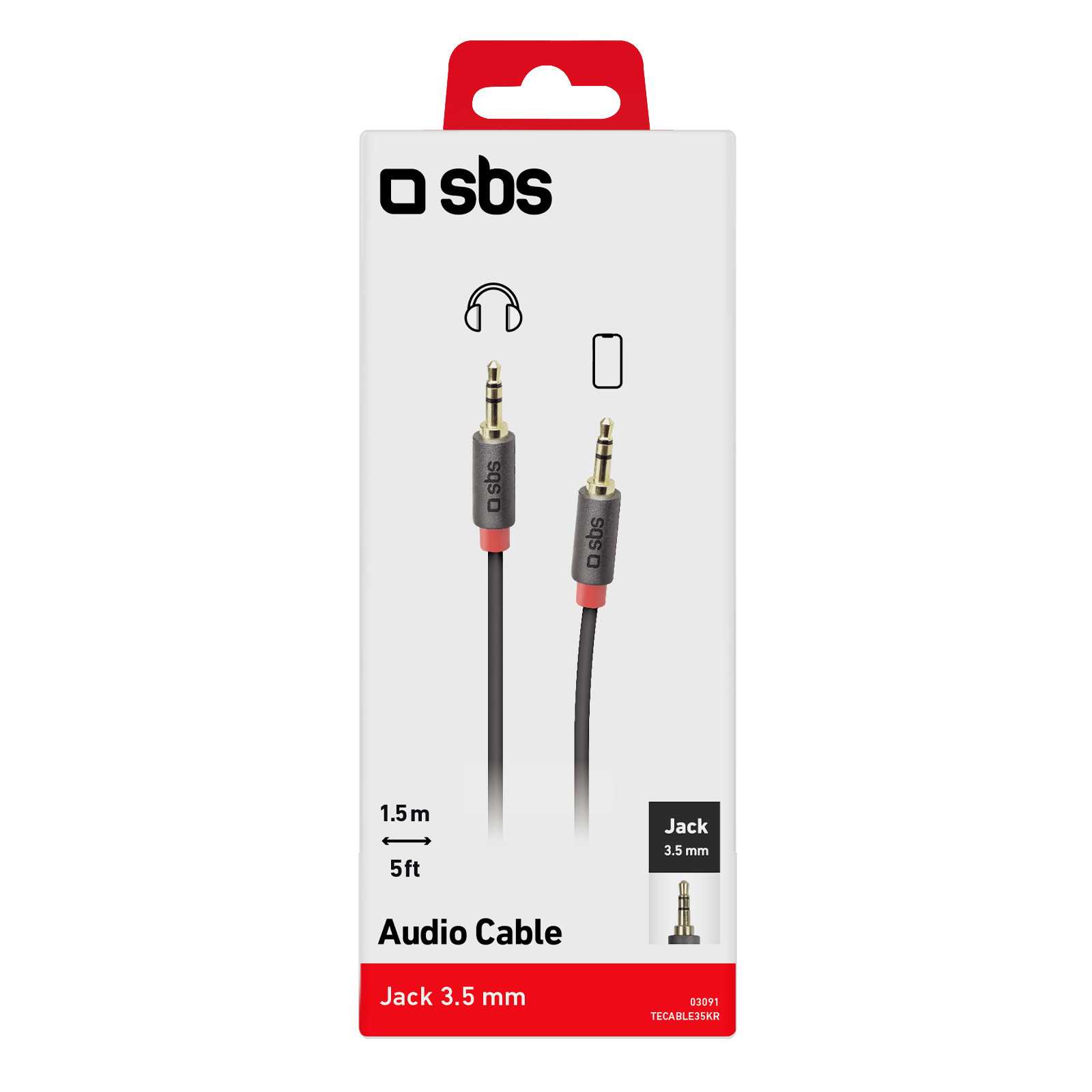 SBS TECABLE35KR Cavo Stereo Jack 3.5 MM a Jack 3.5 MM 1.5M - immagine 3