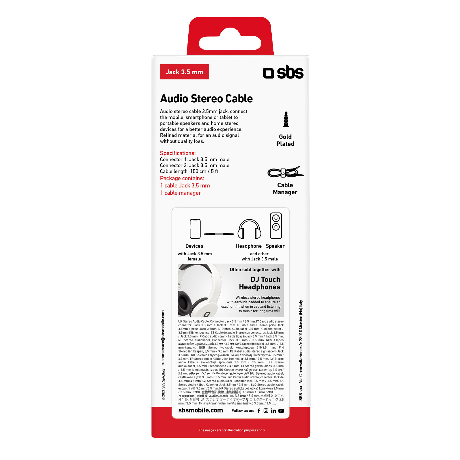 SBS TECABLE35KR Cavo Stereo Jack 3.5 MM a Jack 3.5 MM 1.5M - immagine 4