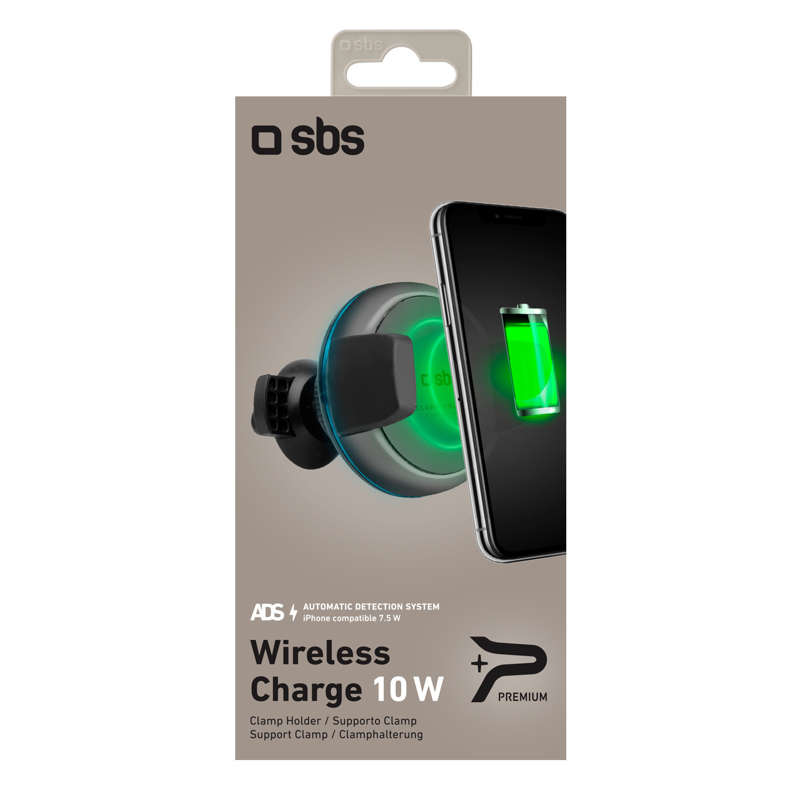 SBS TESUPROUNDWIR10W Supporto Auto con Ricarica Wireless 10W - immagine 6