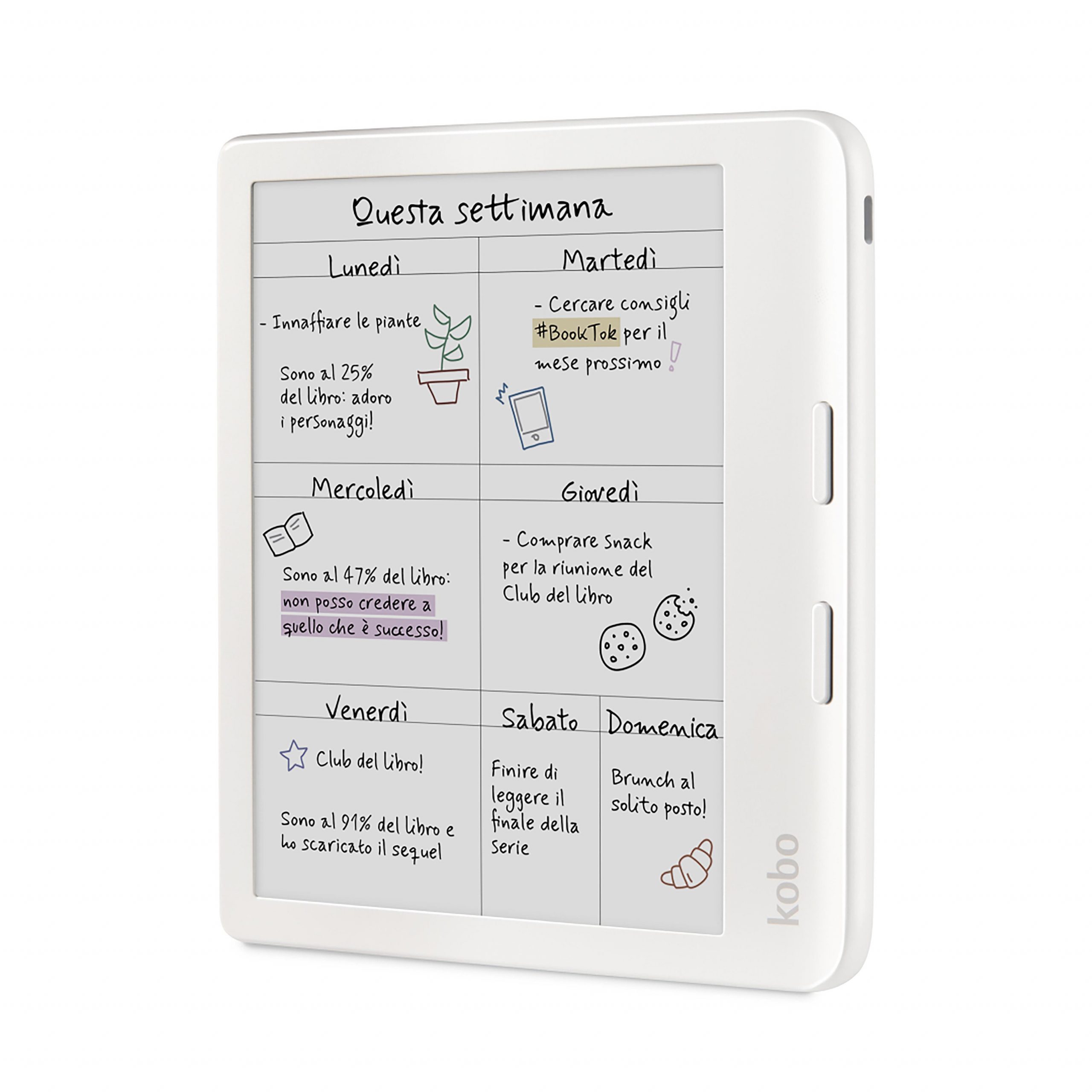 Kobo Libra Colour White Ebook 7 Pollici con Schermo a Colori Supporto Audiolibri - immagine 2