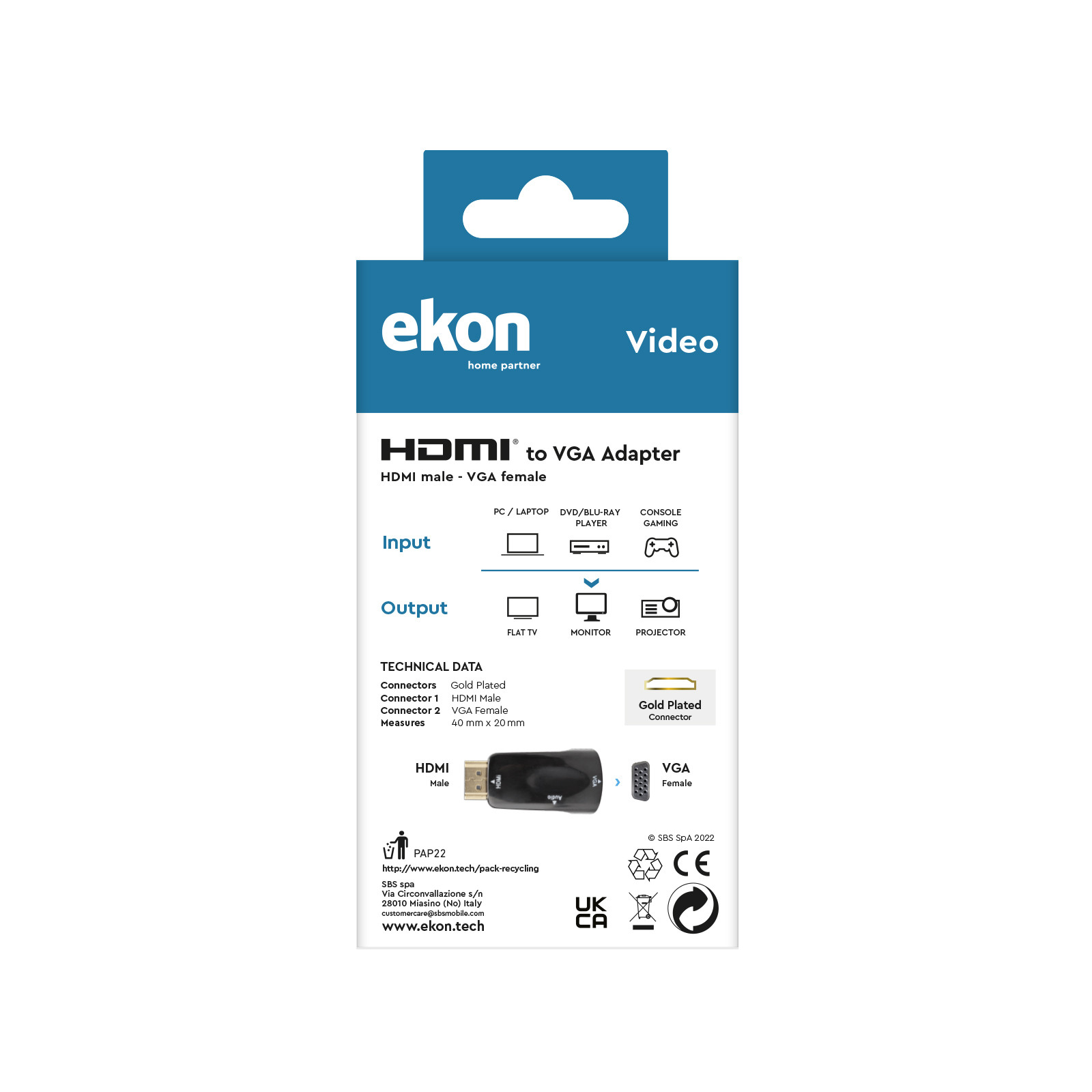 Ekon ECITADHDMIVGAK Adattatore HDMI a VGA con Jack 35MM - immagine 4