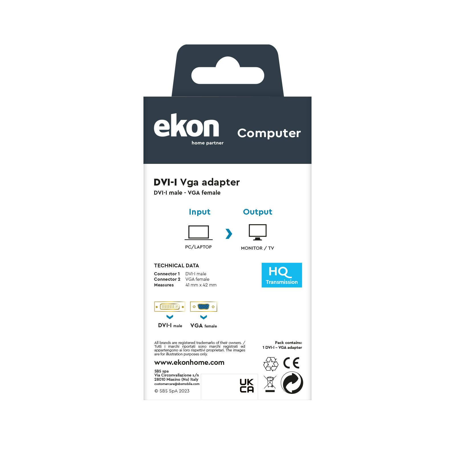 Ekon ECITADVGADVIK Adattatore DVI a VGA - immagine 3