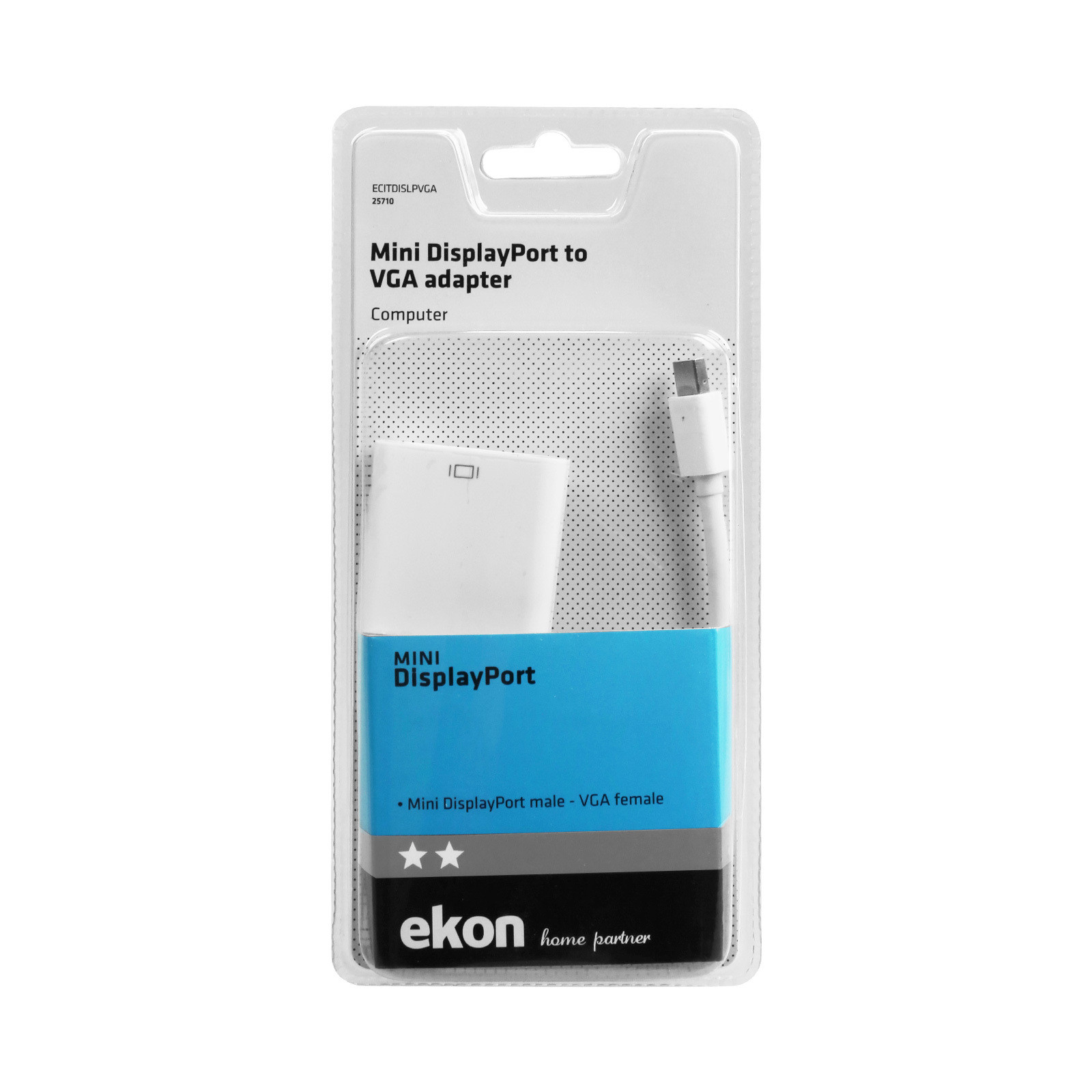 Ekon ECITDISLPVGA Adattatore Bianco Mini DisplayPort a VGA - immagine 2