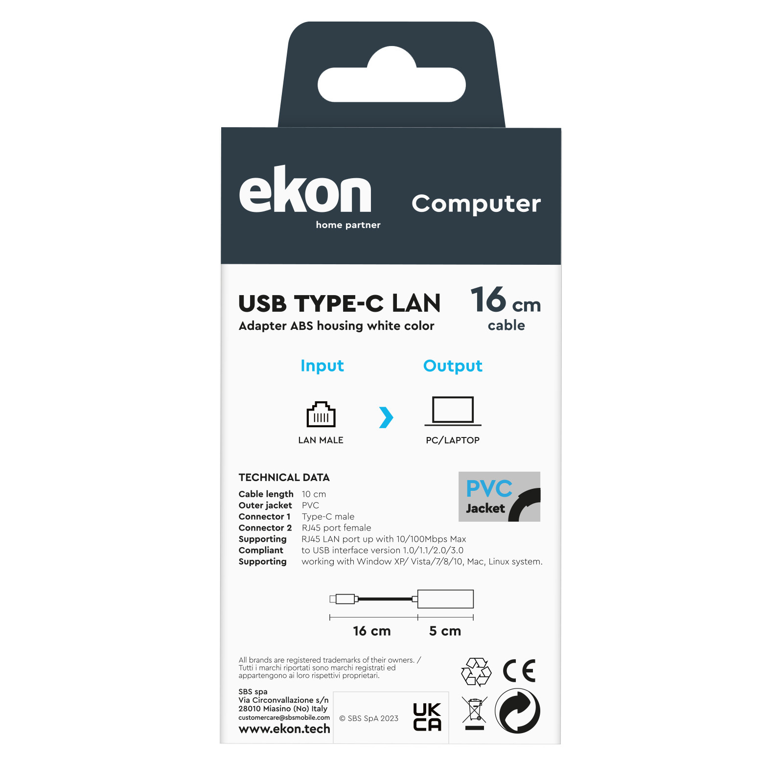 Ekon ECITTYCLANMF Adattatore Usb Type-c a LAN RJ45 - immagine 3