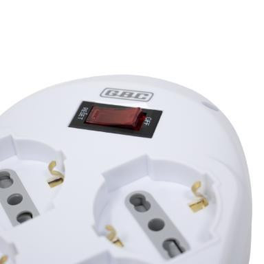 GBC 22057200 Multipresa Bianca 6 Posti 10-16A Schuko con Interruttore - immagine 3