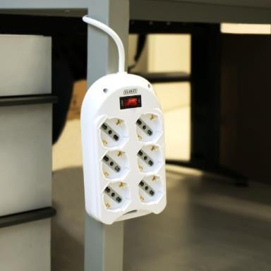 GBC 22057200 Multipresa Bianca 6 Posti 10-16A Schuko con Interruttore - immagine 4