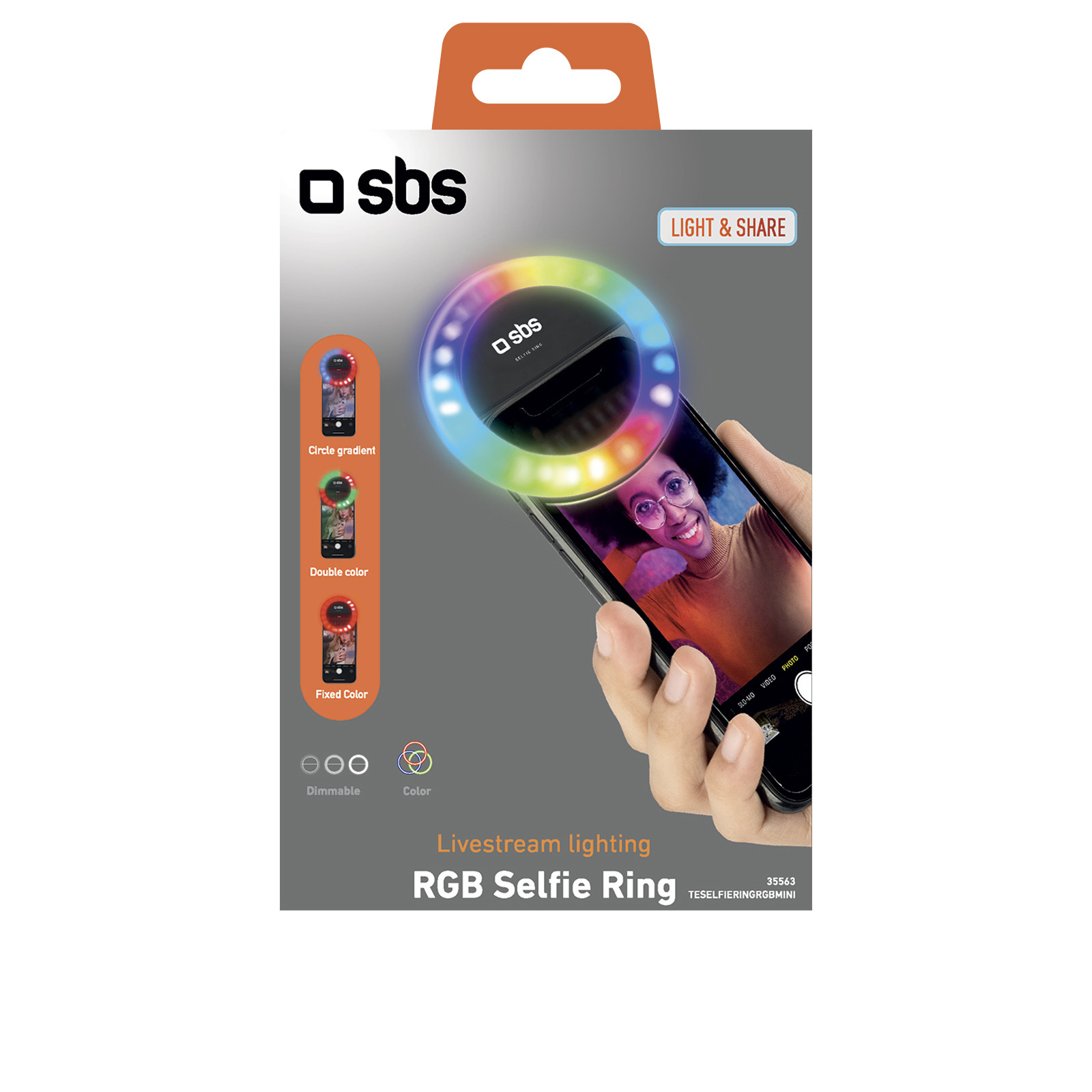 SBS Selfie Ringlight per Smartphone per Selfie Video Multicolor - immagine 2
