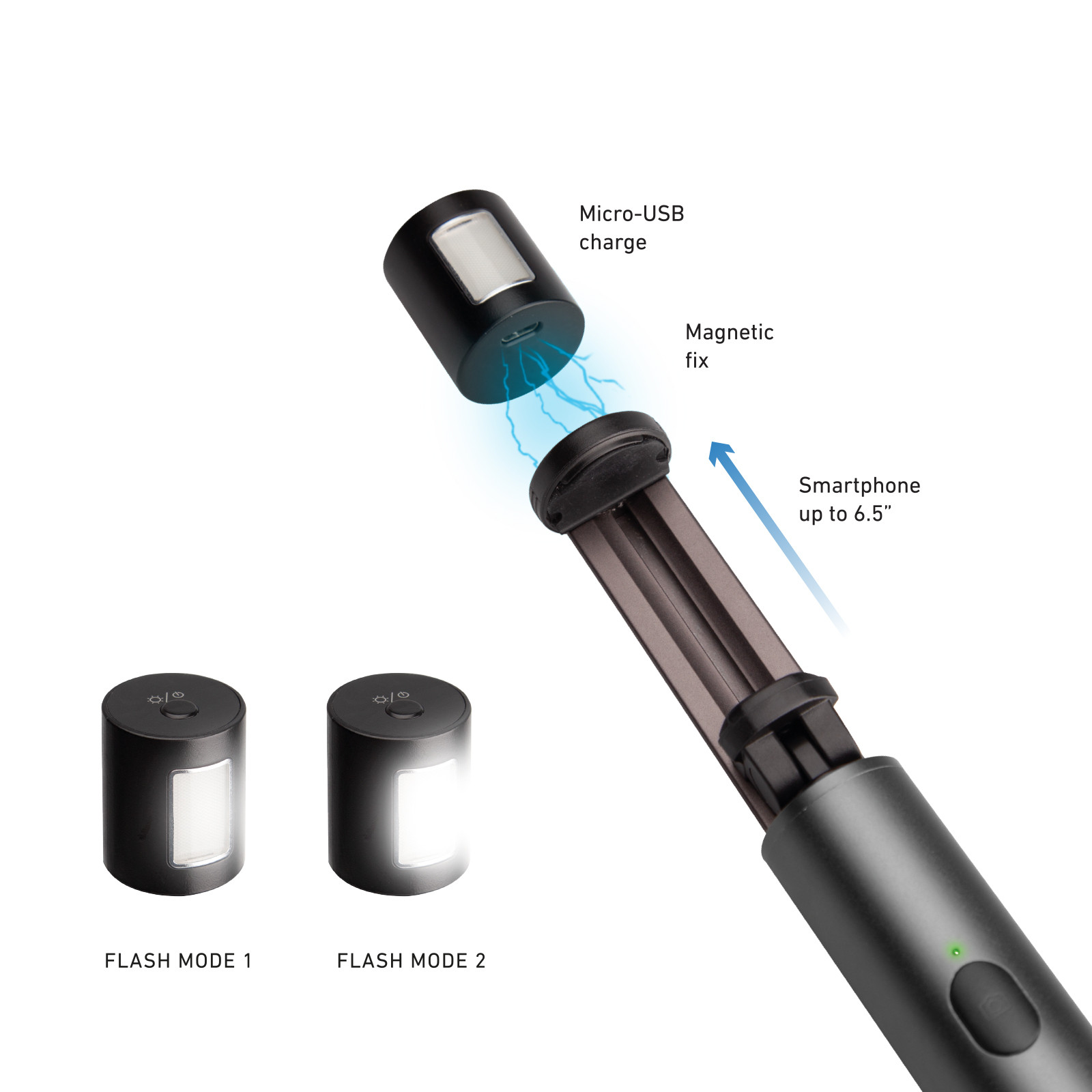 SBS TESELFIEBTFLASH Asta in Alluminio Selfie Bluetooth Wireless con Flash - immagine 3