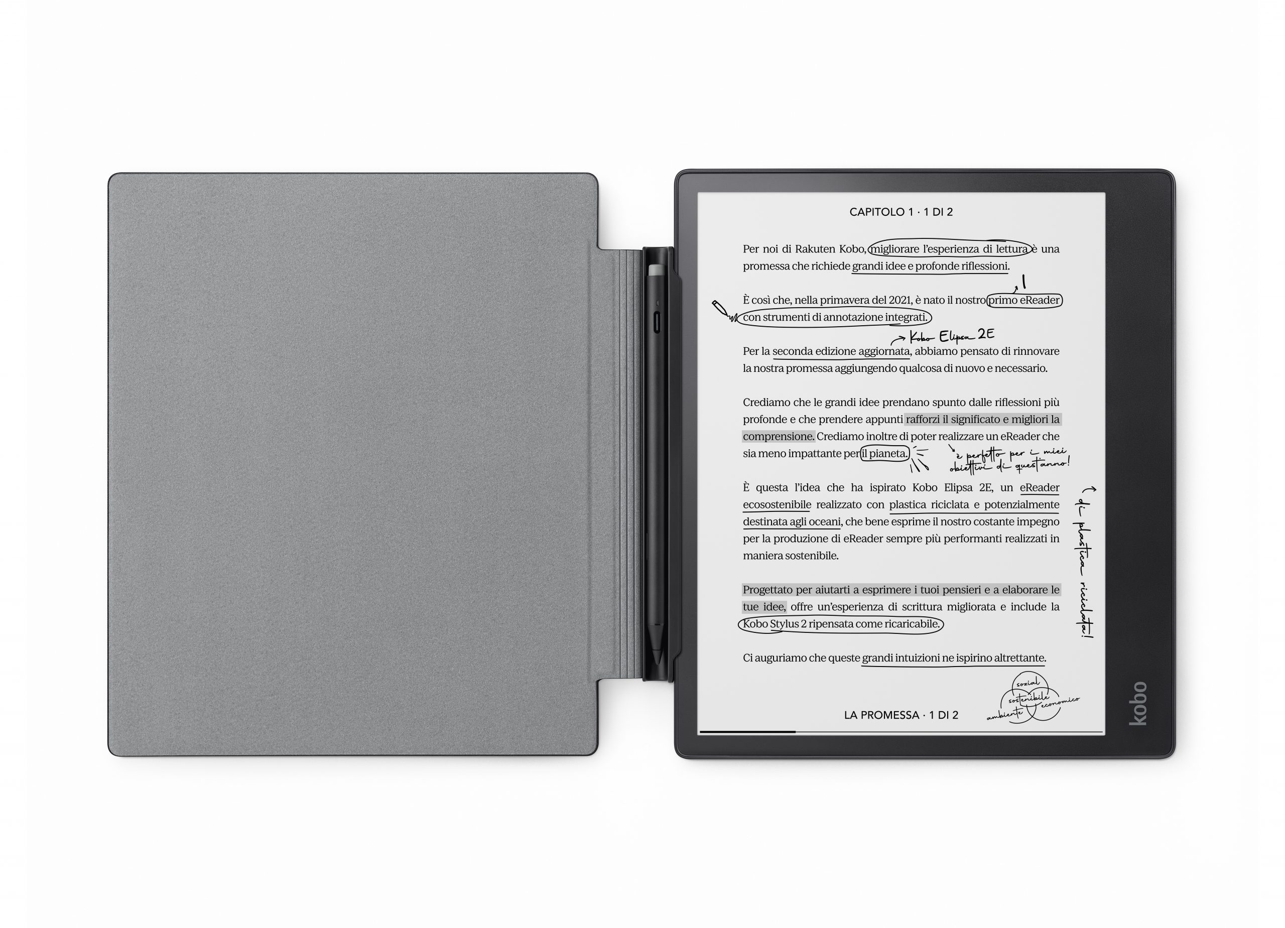 Kobo Sleep Case Black Cover Per eBook Elipsa 2E - immagine 2