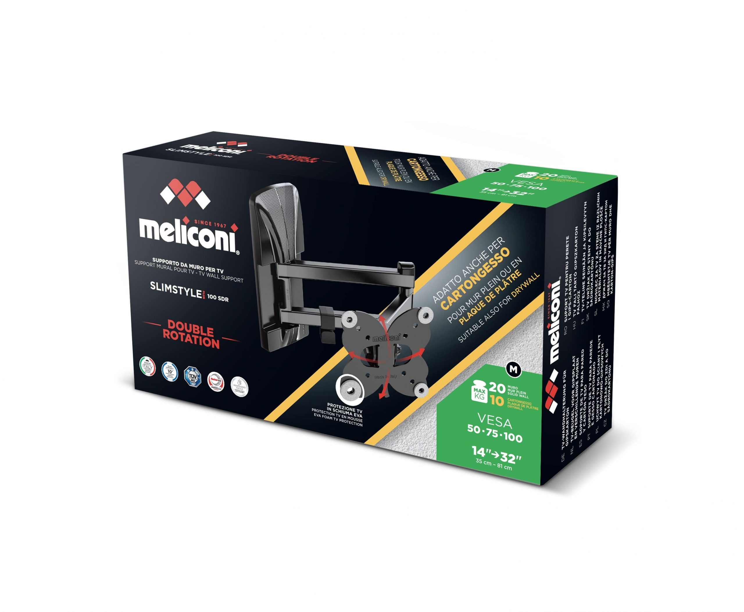 Meliconi Slimstyle Plus 100 SDR CG Supporto TV Doppio Braccio 32 Pollici Max20KG - immagine 2