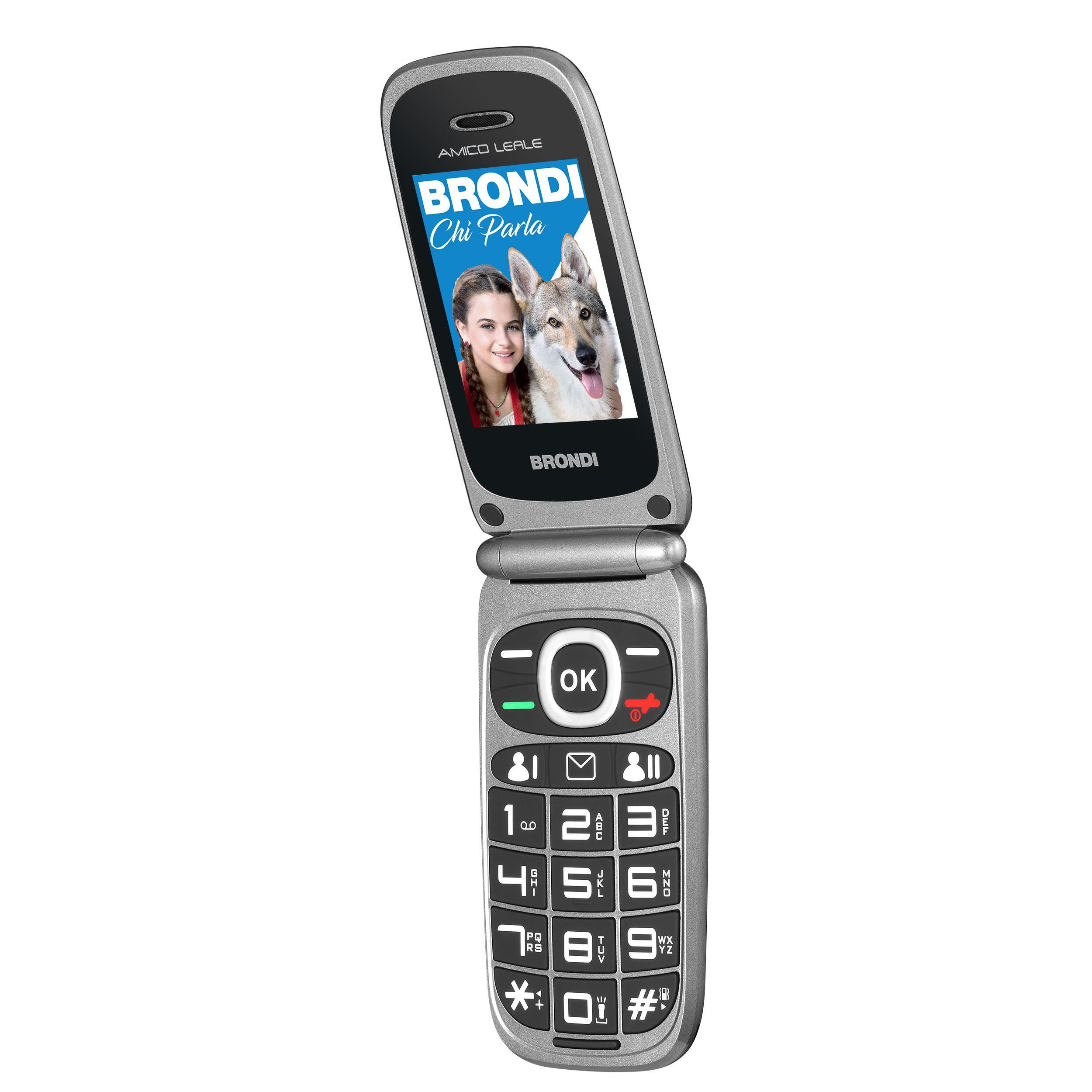 Brondi Amico Leale Nero Metal Cellulare Flip Dualsim con Tasto SOS - immagine 3