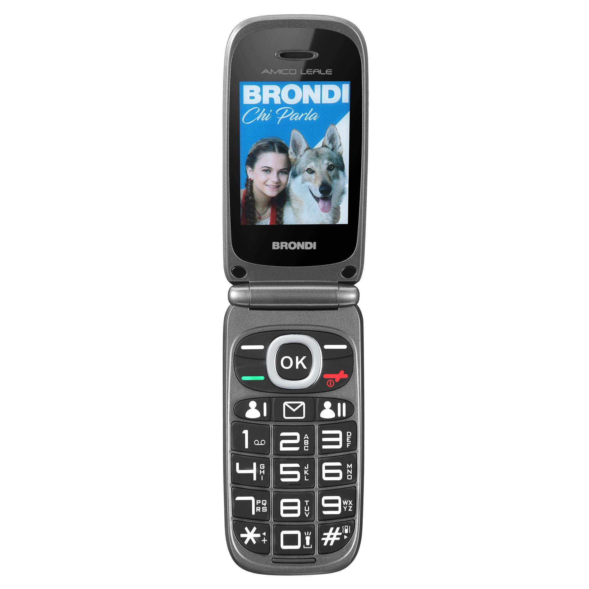 Brondi Amico Leale Nero Metal Cellulare Flip Dualsim con Tasto SOS - immagine 4