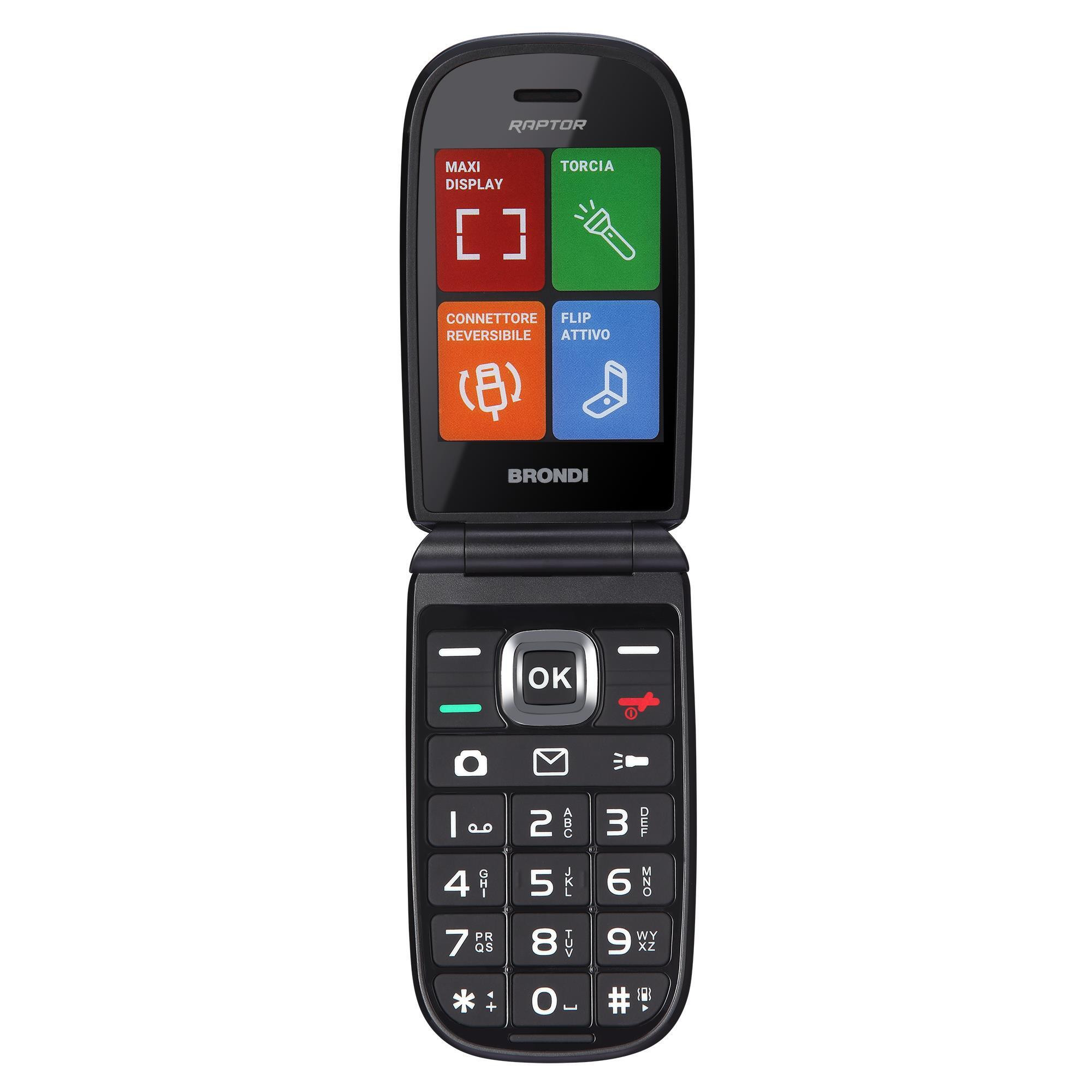 Brondi Raptor Nero Cellulare Flip Dual Sim Display 2.8 Pollici a Colori - immagine 3