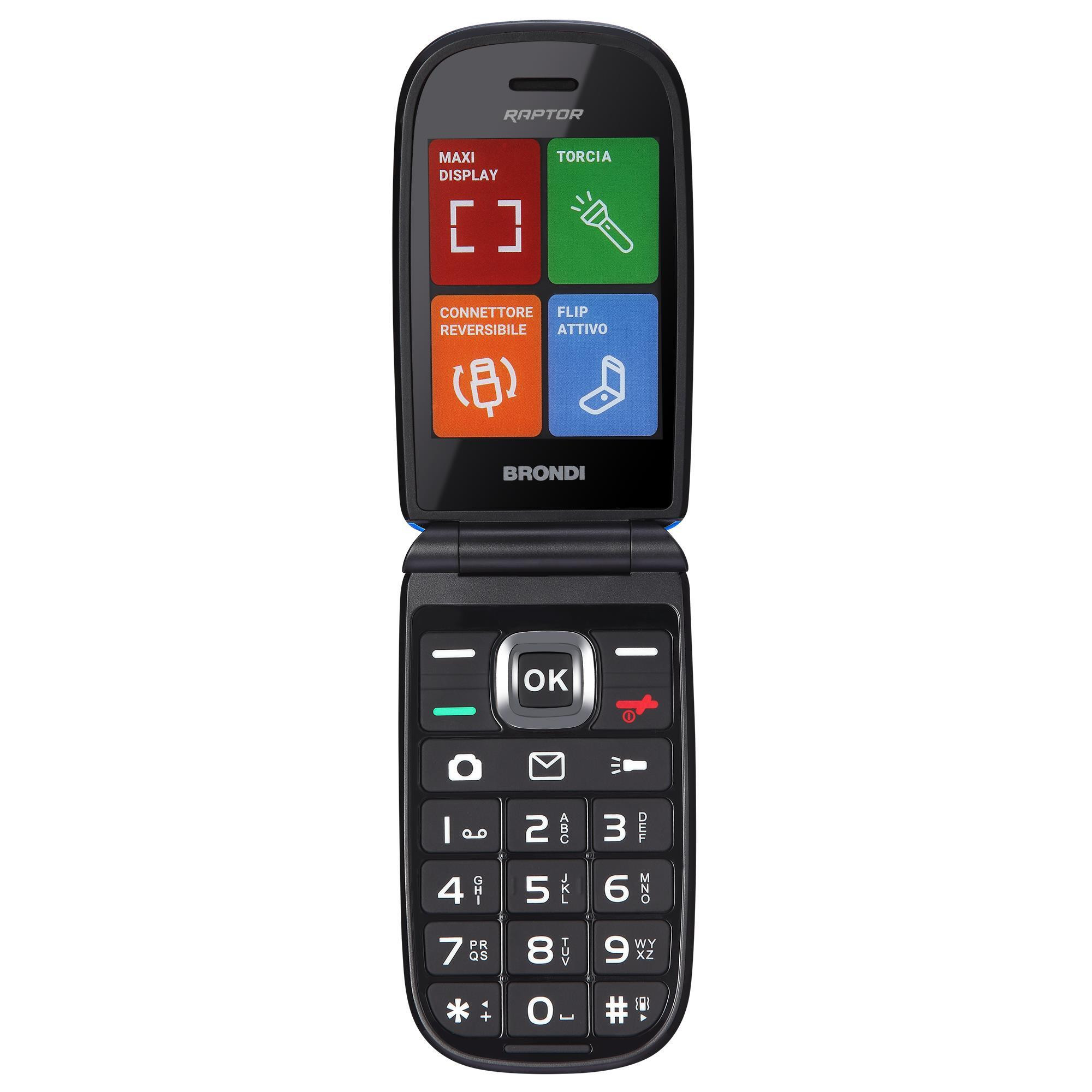 Brondi Raptor Blu Cellulare Flip Dual Sim Display 2.8 Pollici a Colori - immagine 3