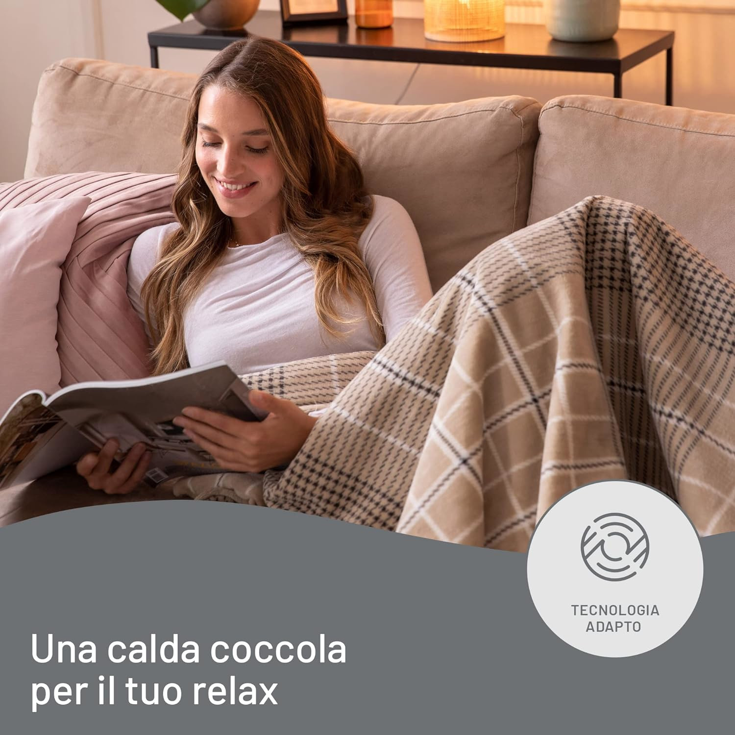 Imetec CaldoPlaid Adapto Elegance 16936 Plaid Riscaldabile 180x140CM 6 Temp. - immagine 2