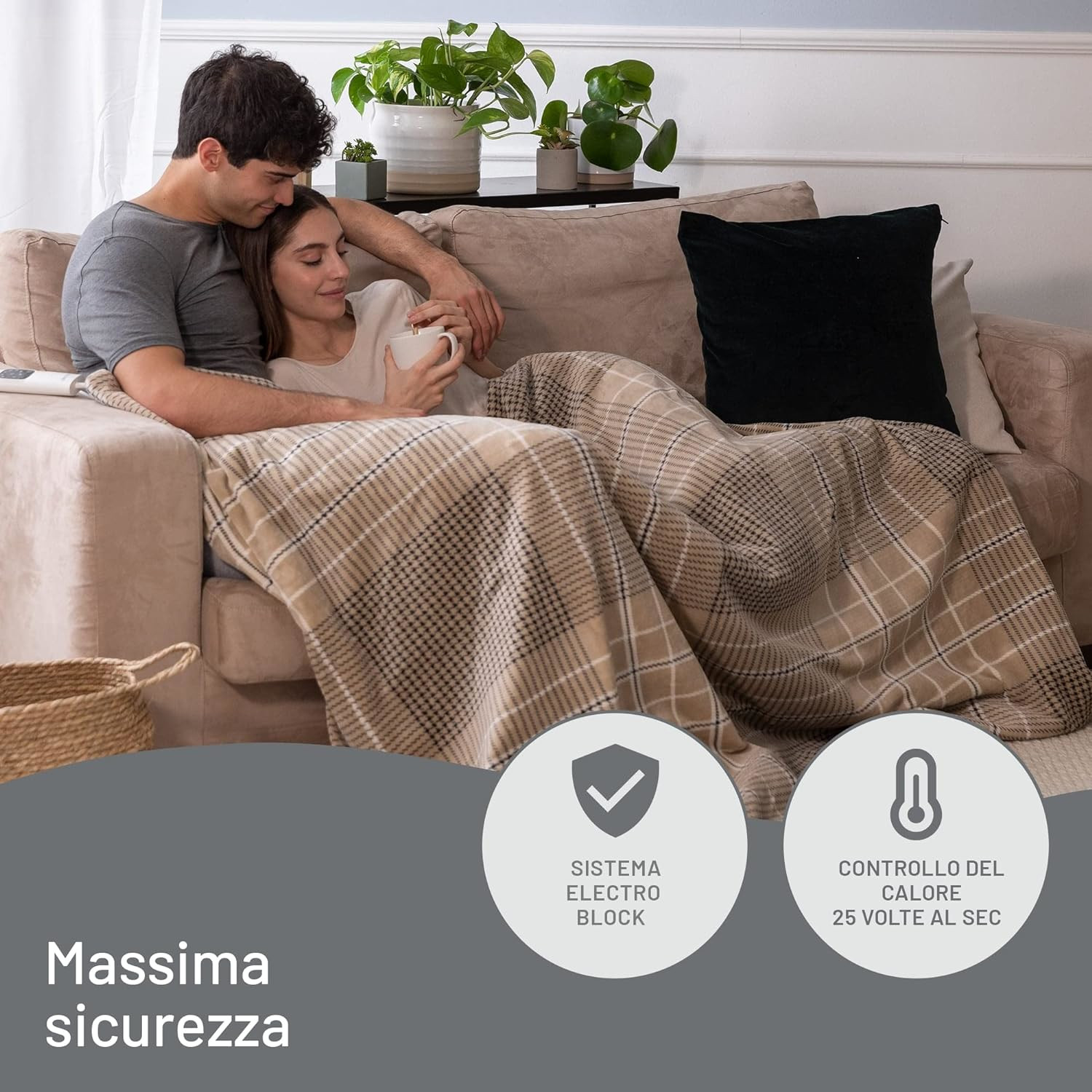 Imetec CaldoPlaid Adapto Elegance 16936 Plaid Riscaldabile 180x140CM 6 Temp. - immagine 4