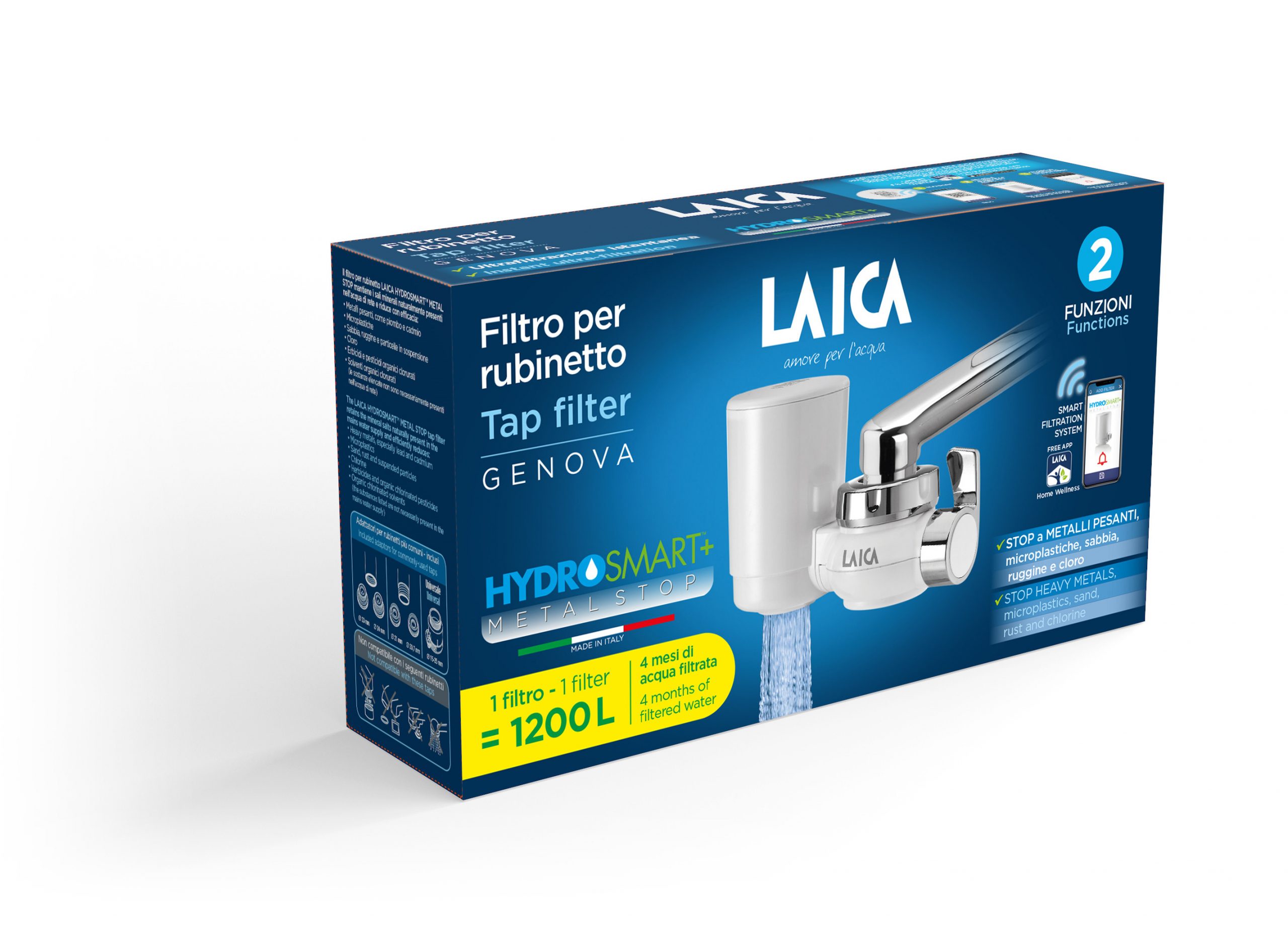 Laica Genova Hydrosmart Plus Metal Stop Filtro per Rubinetto - immagine 2
