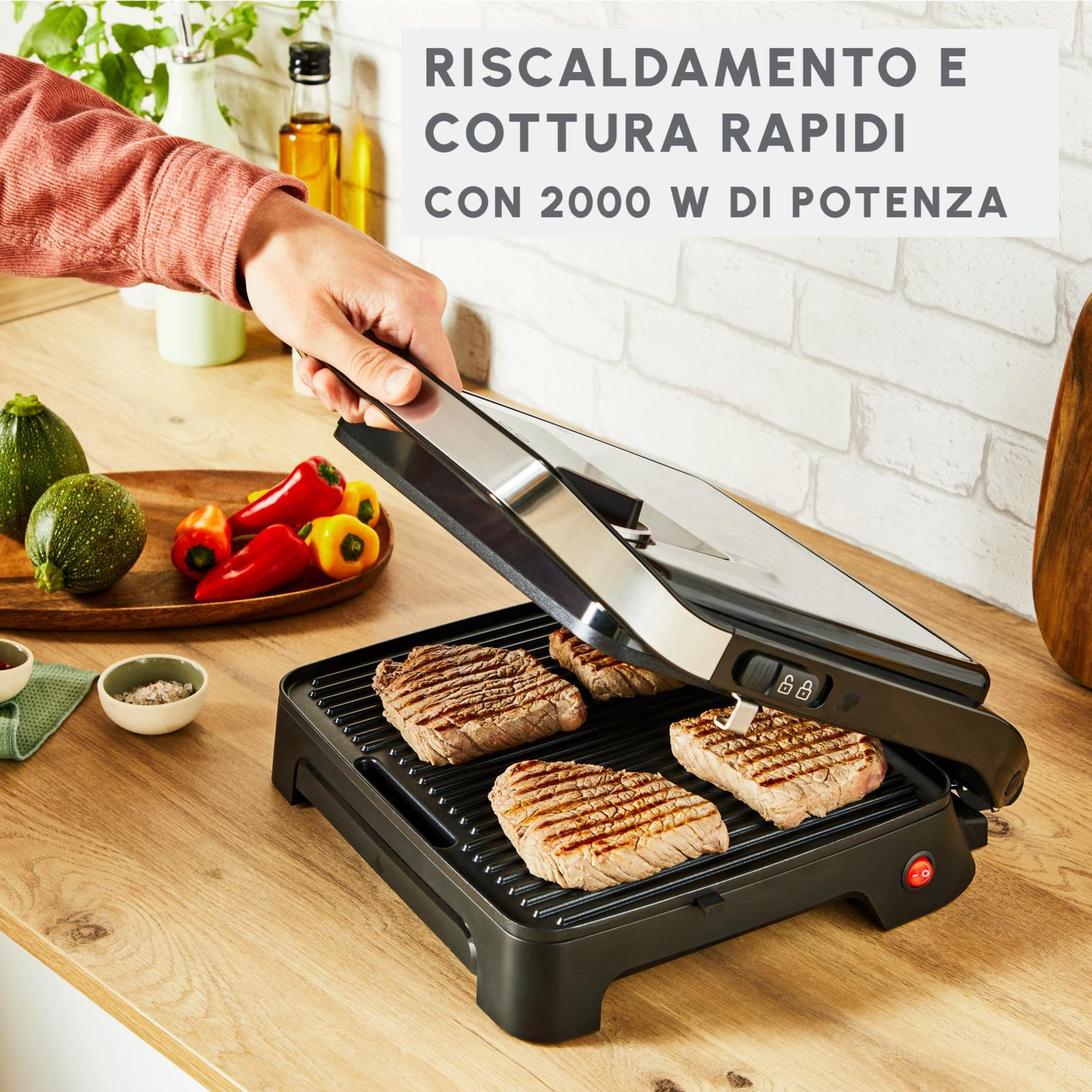 Moulinex Inicio Adjust Bistecchiera Elettrica 1830-2180W 2in1 - immagine 3
