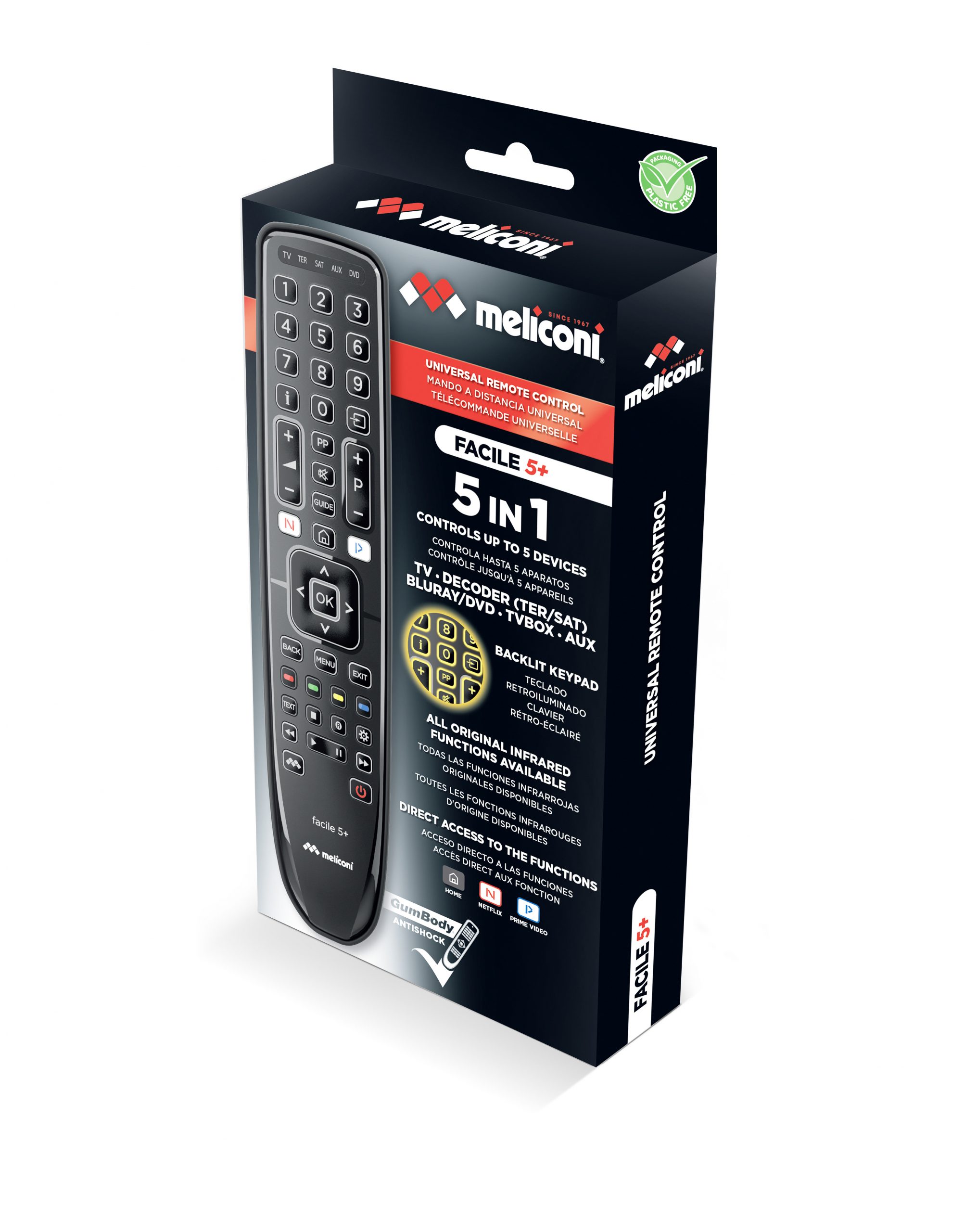 Meliconi Gumbody Facile 5 Plus Telecomando Universale Retroilluminato - immagine 2