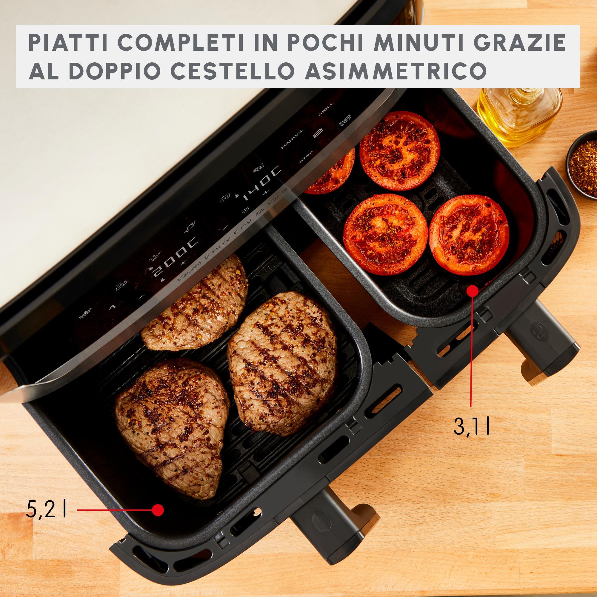 Moulinex Dual Easy Fry e Grill Friggitrice Ad Aria 2700W 2 Cestelli 8.3 Litri - immagine 2