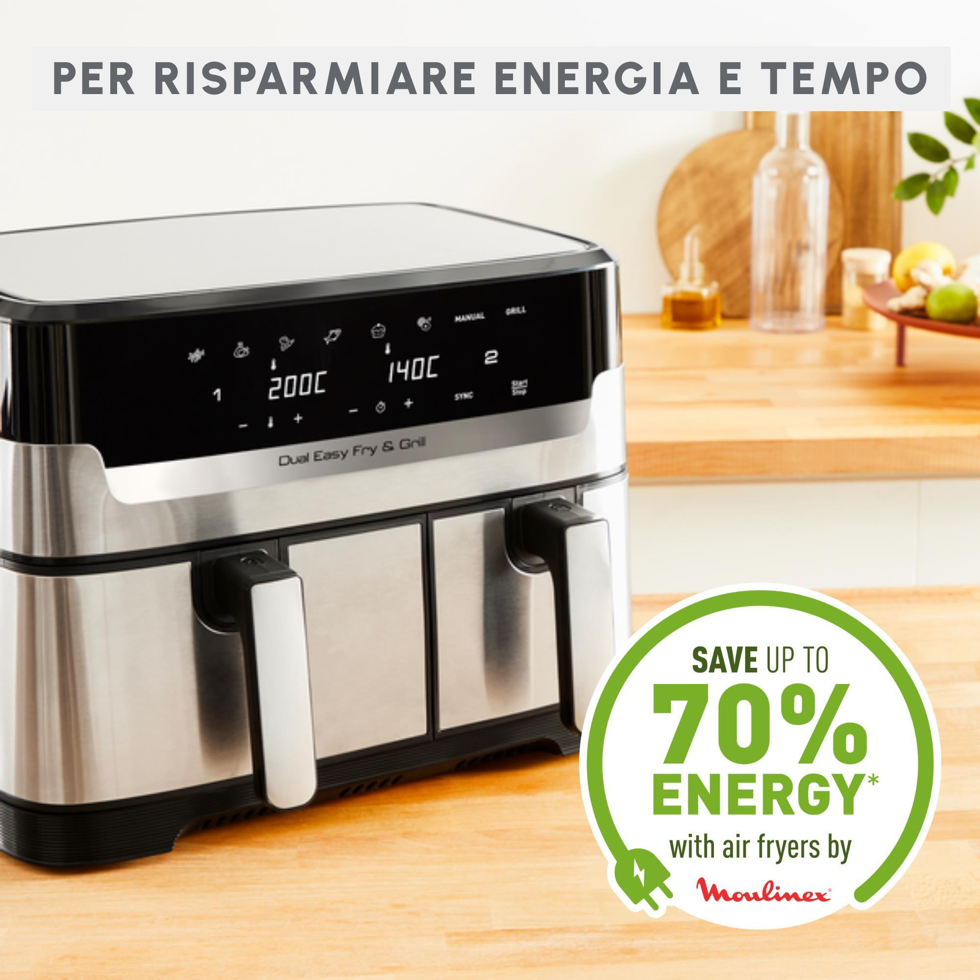 Moulinex Dual Easy Fry e Grill Friggitrice Ad Aria 2700W 2 Cestelli 8.3 Litri - immagine 5