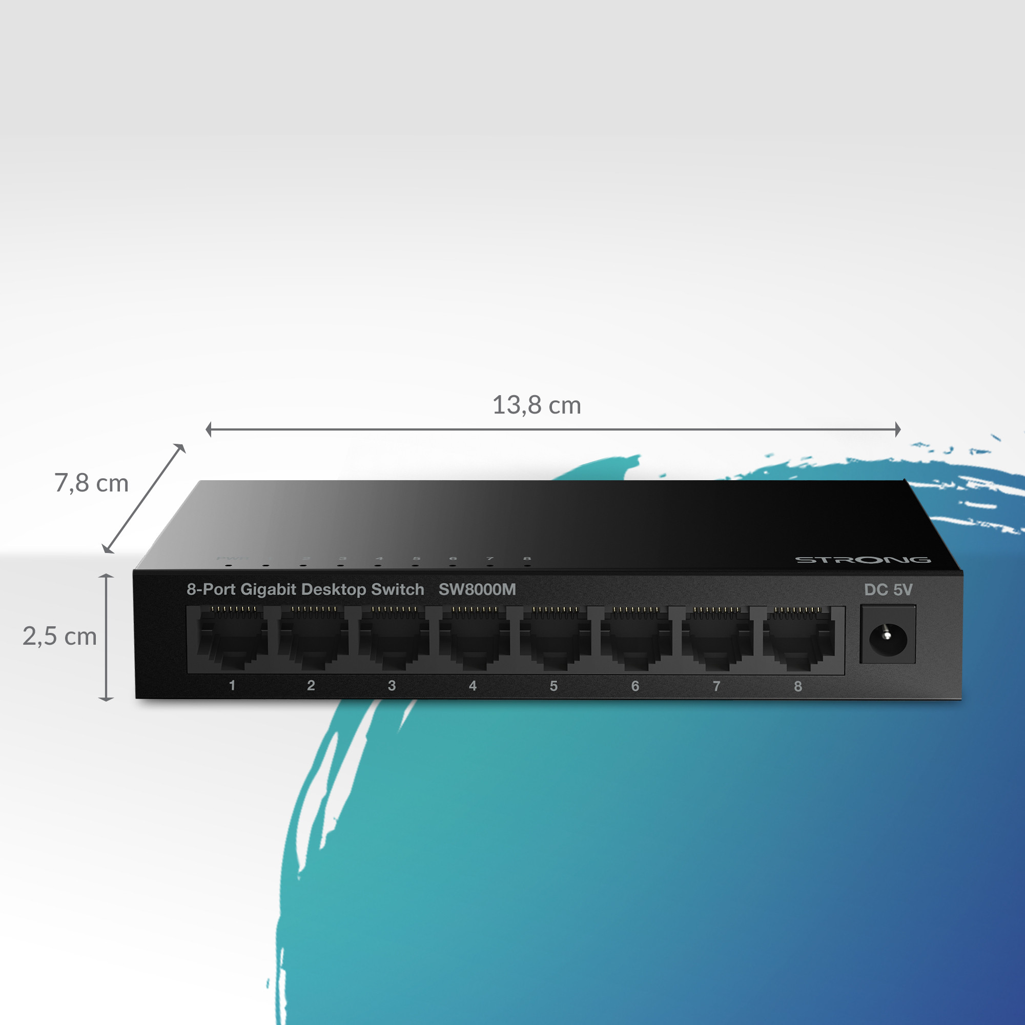 Strong SW8000M Switch 8 Porte 10-100-1000 Mbps Gigabit Corpo in Metallo - immagine 3