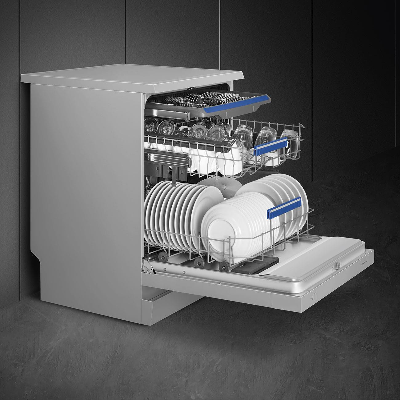Smeg LVSEX36DQ Inox Lavastoviglie Libera Installazione 14 Coperti 3 Cesti - immagine 5
