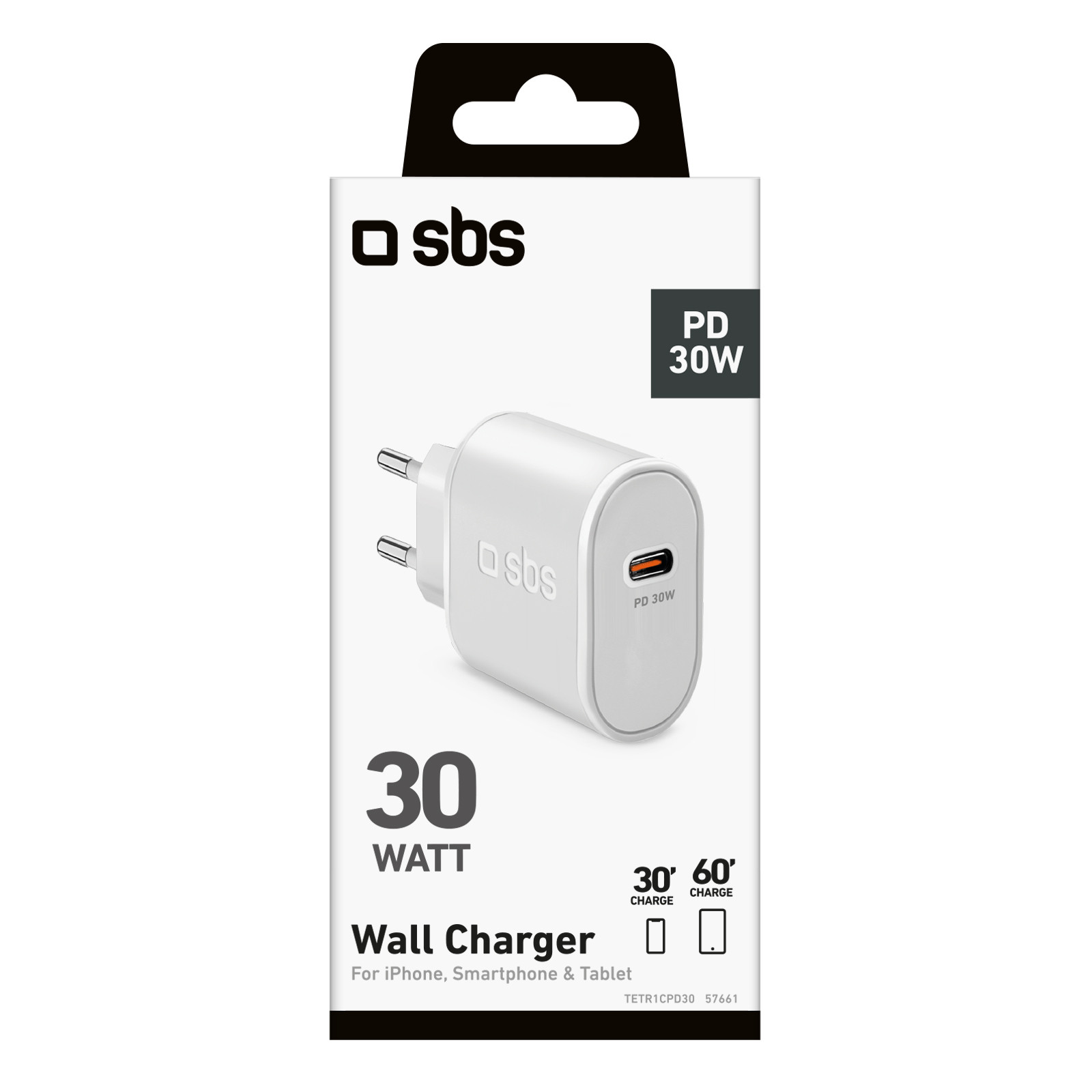 SBS TETR1CPD30 Caricabatteria Rete 30W USB-C - immagine 2