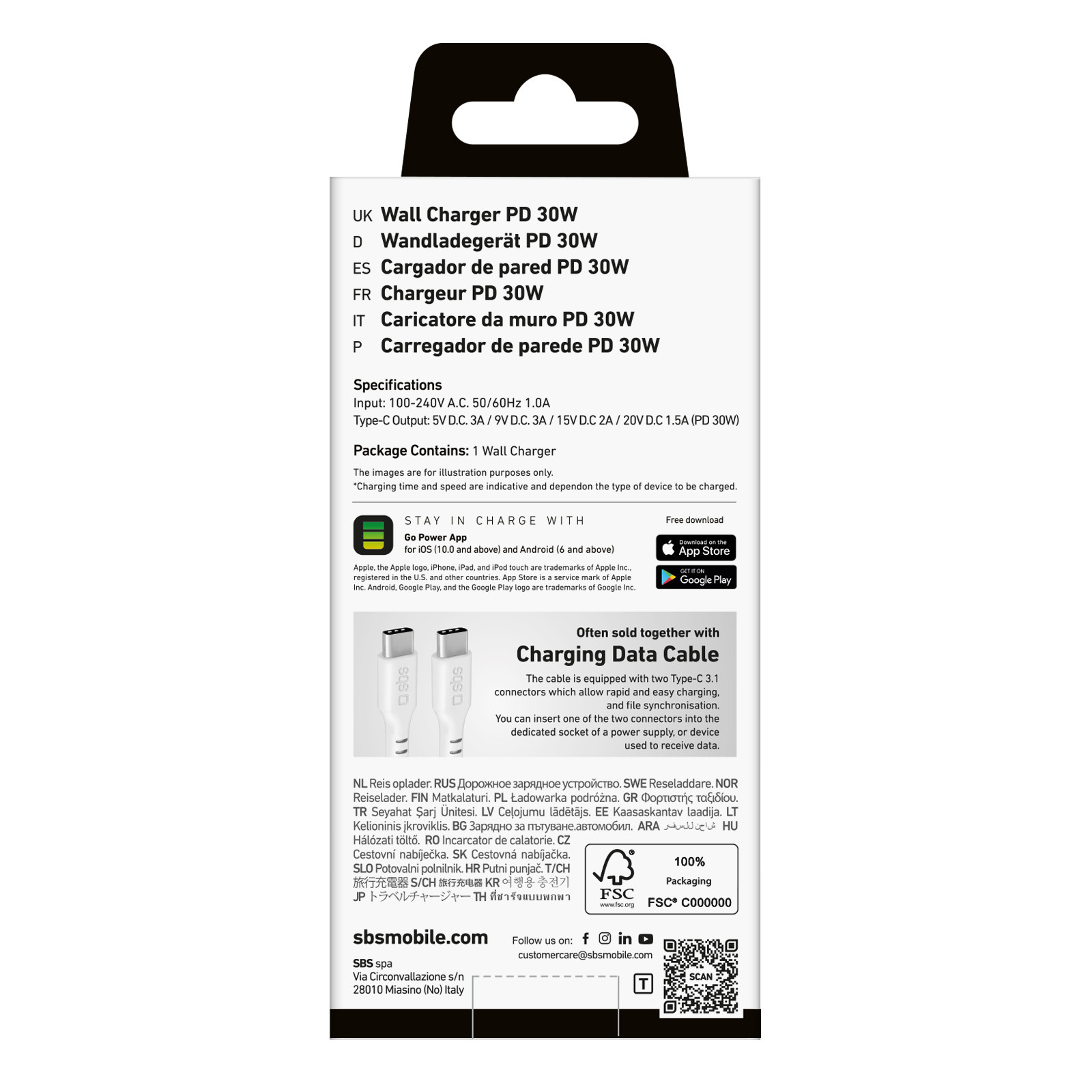 SBS TETR1CPD30 Caricabatteria Rete 30W USB-C - immagine 3